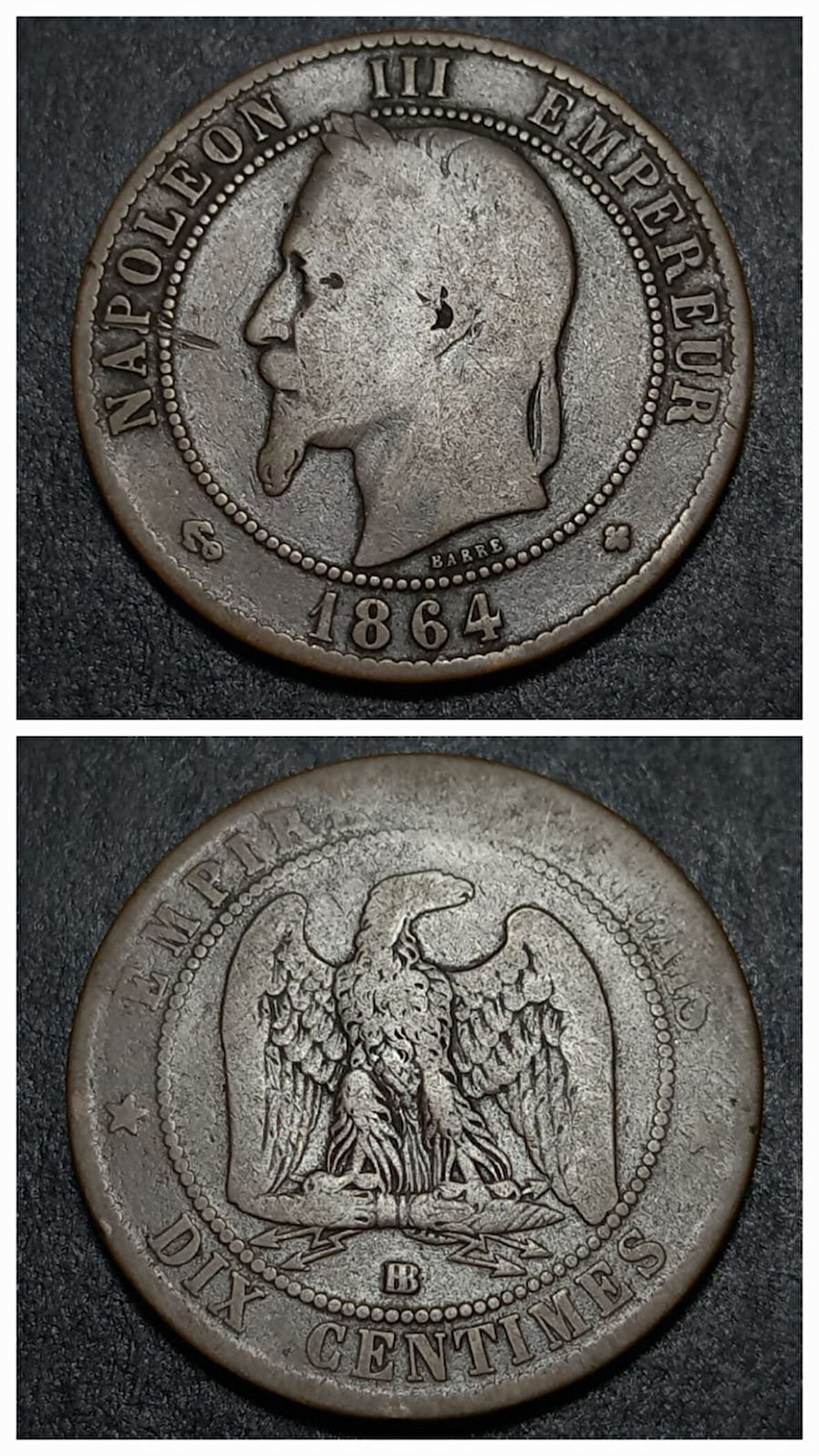 Escoines Koleksiyon 3996367e36faf1d1e3 1864 Fransa 10Centim İmparator Napolyon