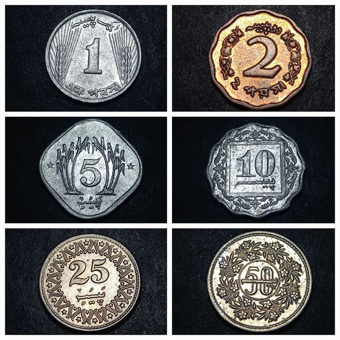 Escoines Koleksiyon 3996367e370b6a0add Pakistan Lot Alüminyum/Bronz ÇİL madeni 1/2/5/10/25/50 Paisa