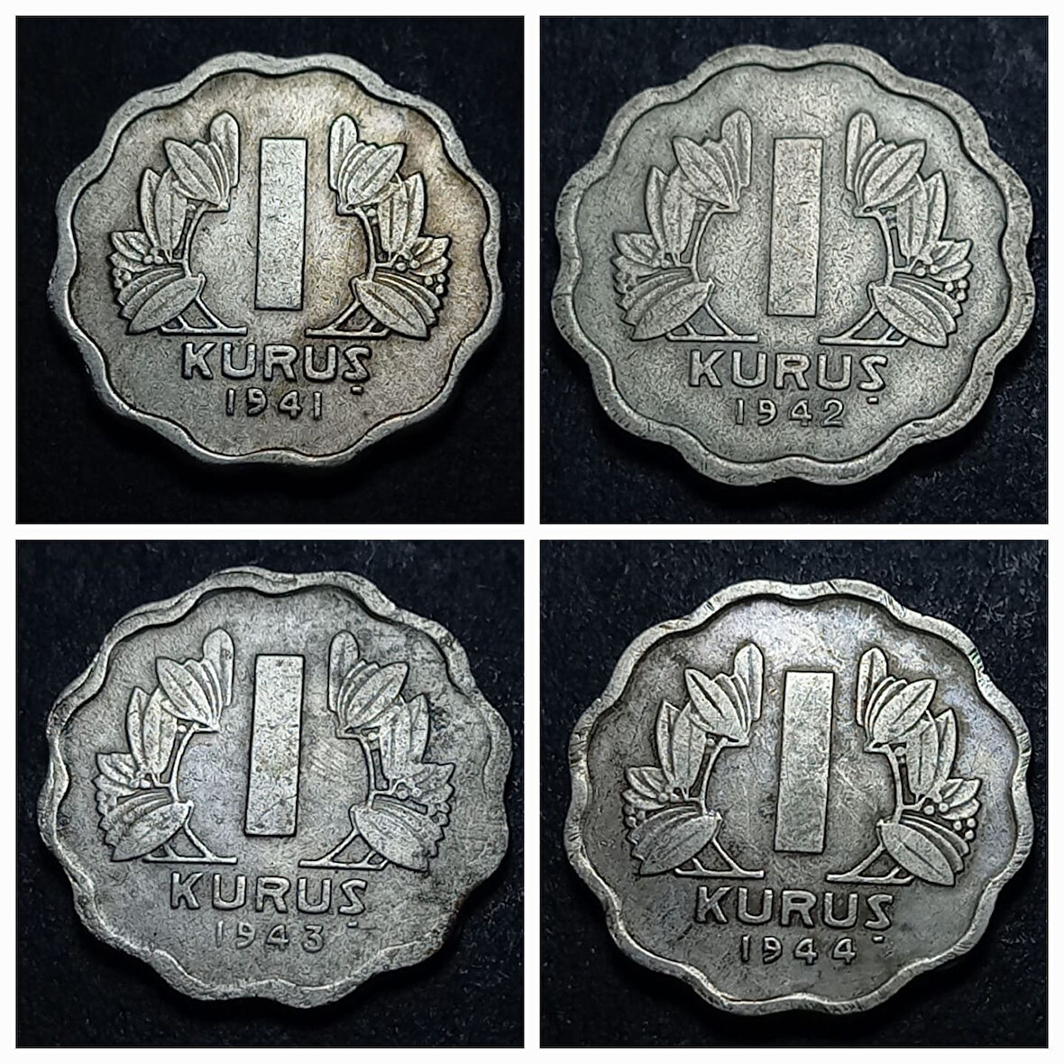 Escoines Koleksiyon 3996367e3734d15287 1941/1942/1943/1944 takım 1Kuruş ÇÇT+/CA eski madeni para