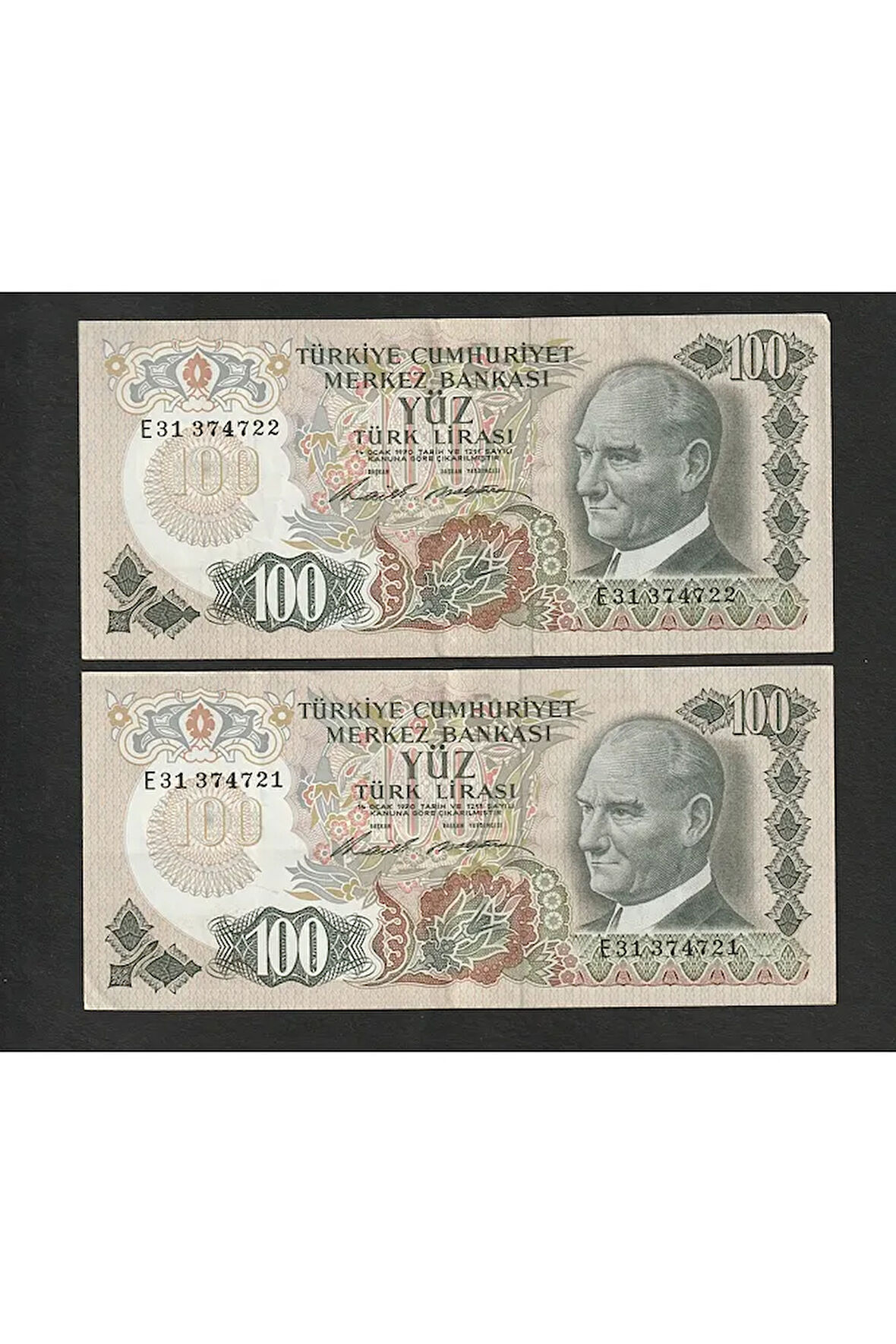 Escoines Koleksiyon 3996367e85f9c30cac 6. Emisyon 100 Türk Lirası ÇÇT+/ÇA (21-22) seri takipli para