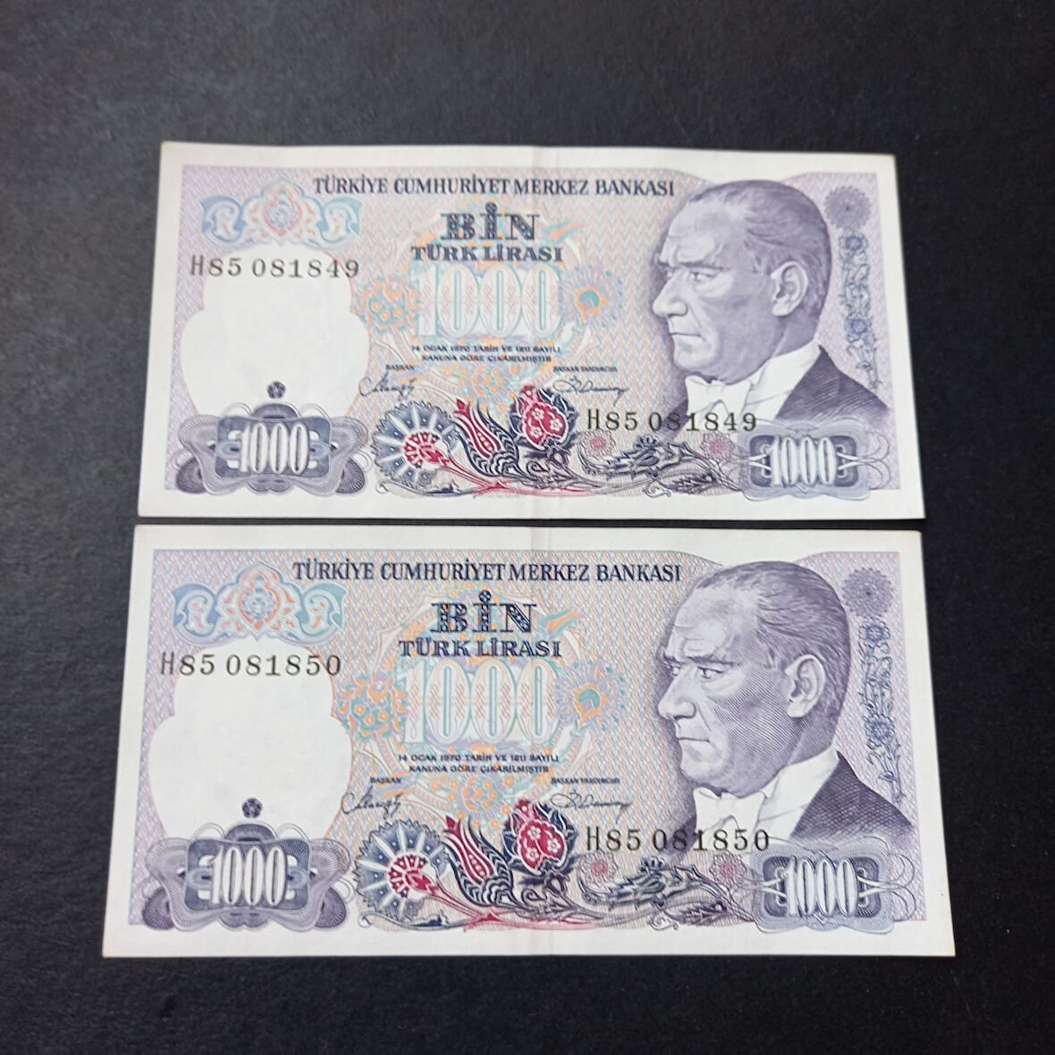 Escoines Koleksiyon 3996367e862c41bc9b 7.Emisyon 2.Tertip H85 1000Türk Lirası Seri takipli ÇÇT/CA