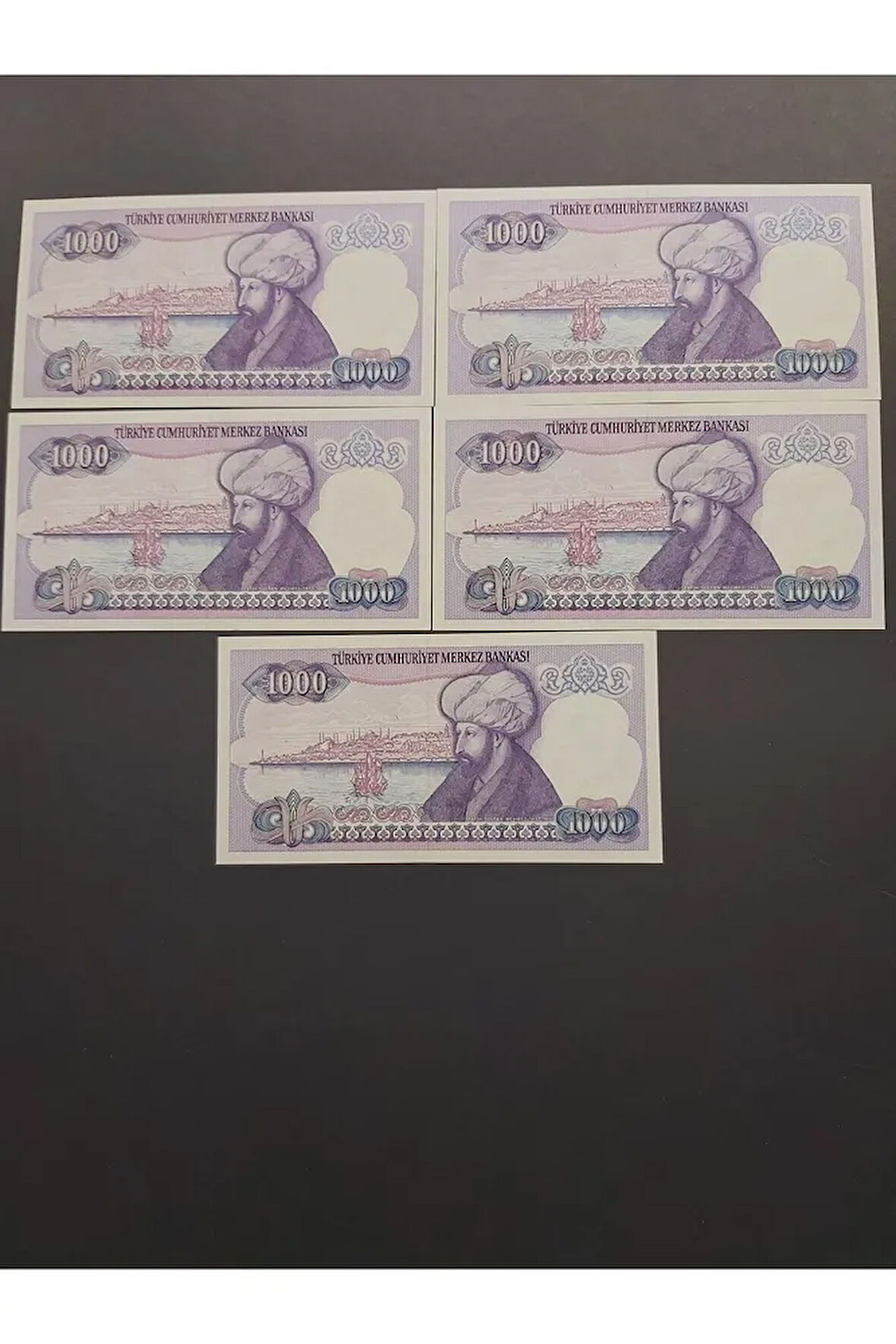 Escoines Koleksiyon 3996367e8895490fcd Mor Binlik 7. emisyon kağıt para 1000 lira seri takipli ÇİL
