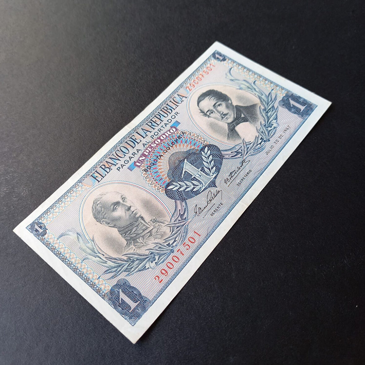 Escoines Koleksiyon 3996367f217a8ae637 1967 Kolombiya 1 peso ÇÇT eski yabancı kağıt para