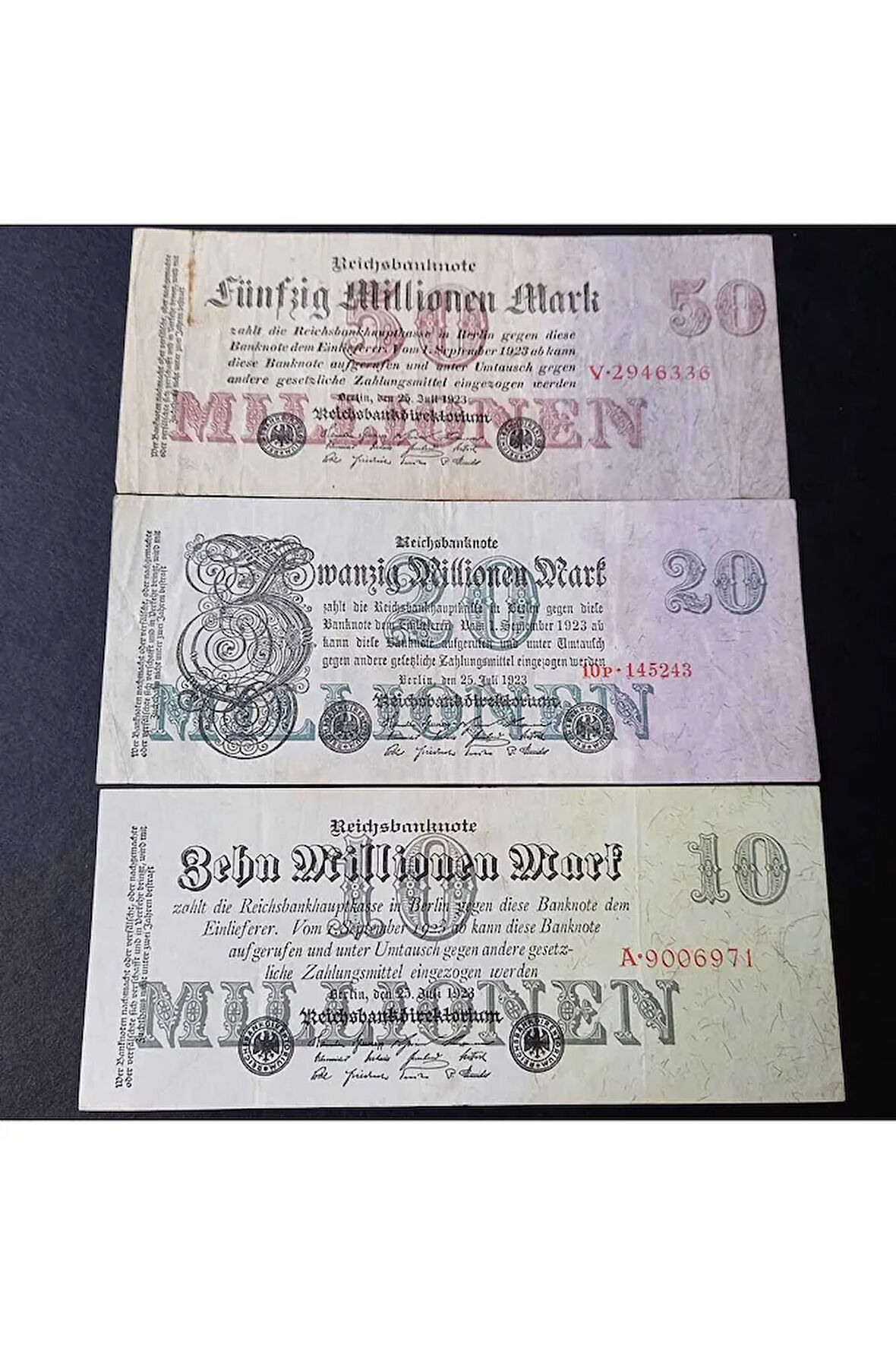 Escoines Koleksiyon 3996367f250209206a 1923 mark 10-20-50 milyon ÇT+ eski yabancı kağıt para