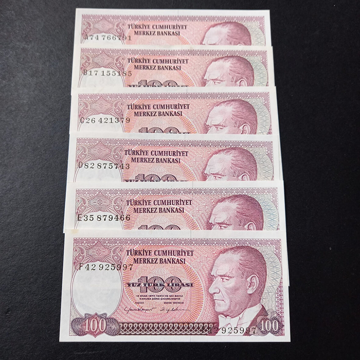 Escoines Koleksiyon 399636800df3e182ff A/B/C/D/E/F CA/ÇİL Harf Takımı 7.Emisyon 100Lira kağıt para