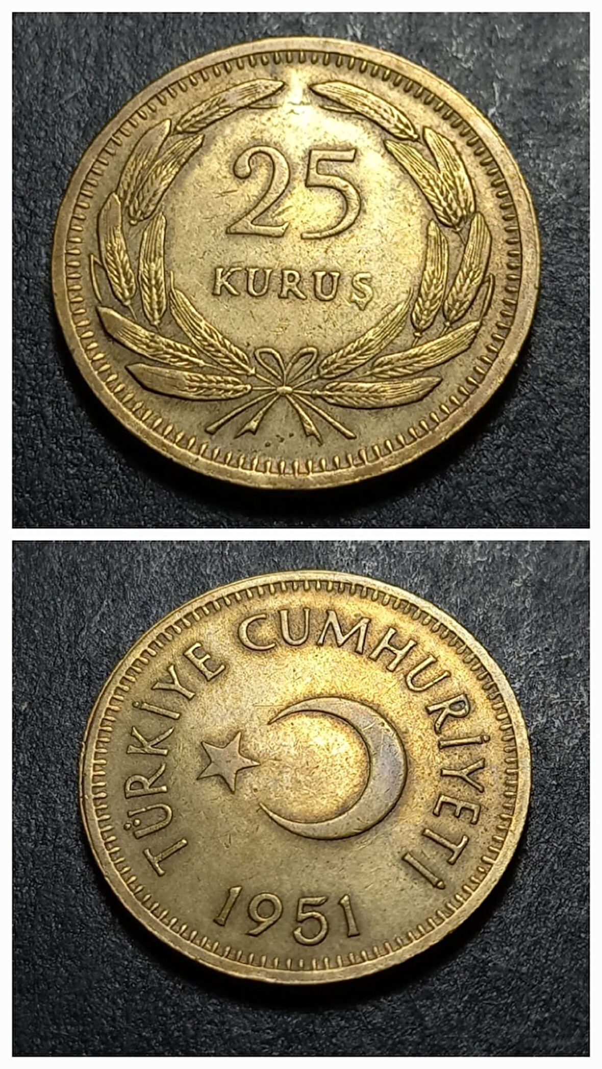 Escoines Koleksiyon 3996368023d7317ce2 Değerli Sene ÇÇT+ 25 Kuruş 1951 Nadir/Az çıkar, madeni para