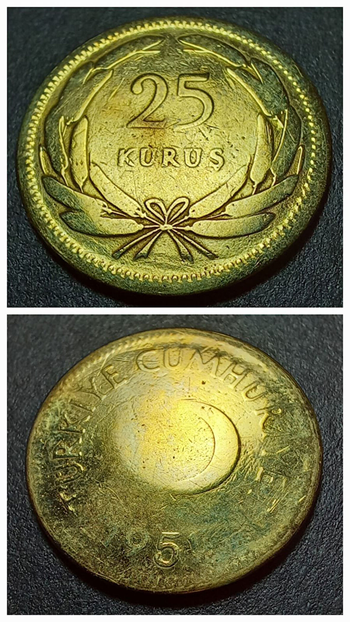 Escoines Koleksiyon 3996368023ddbc897b 25 Kuruş 1951 değerli sene ÇT+ eski yabancı madeni para