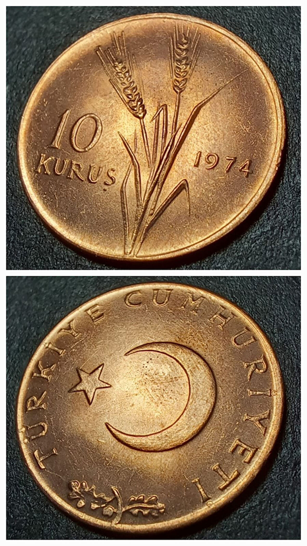 Escoines Koleksiyon 399636802a7195919a 1974 10kuruş ÇİL eski madeni para %97 Bakır