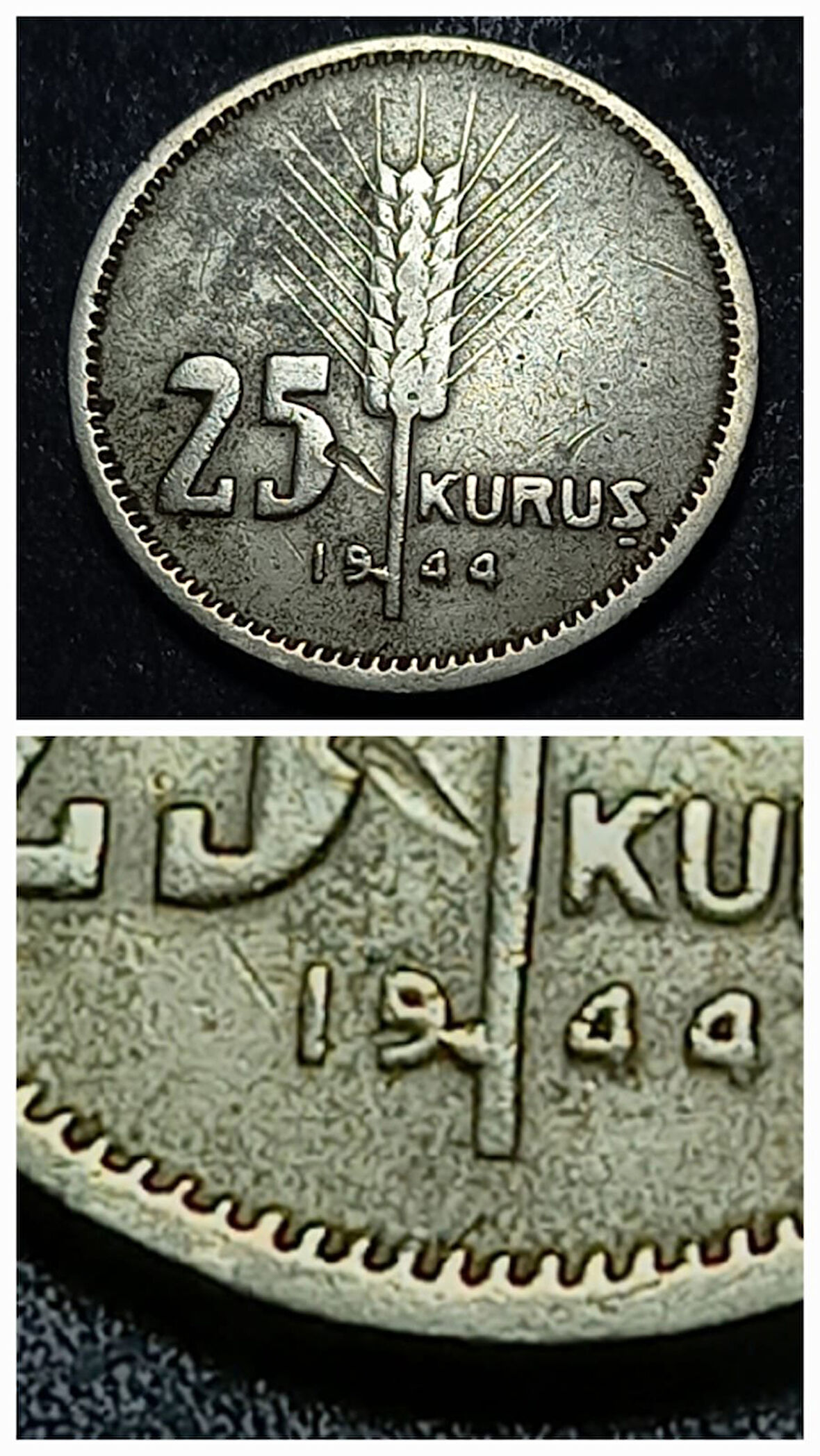 Escoines Koleksiyon 39963680e9afecba80 1944 25Kuruş çapaklı/emsalsiz/nadir ÇT/ÇÇT+ eski madeni para