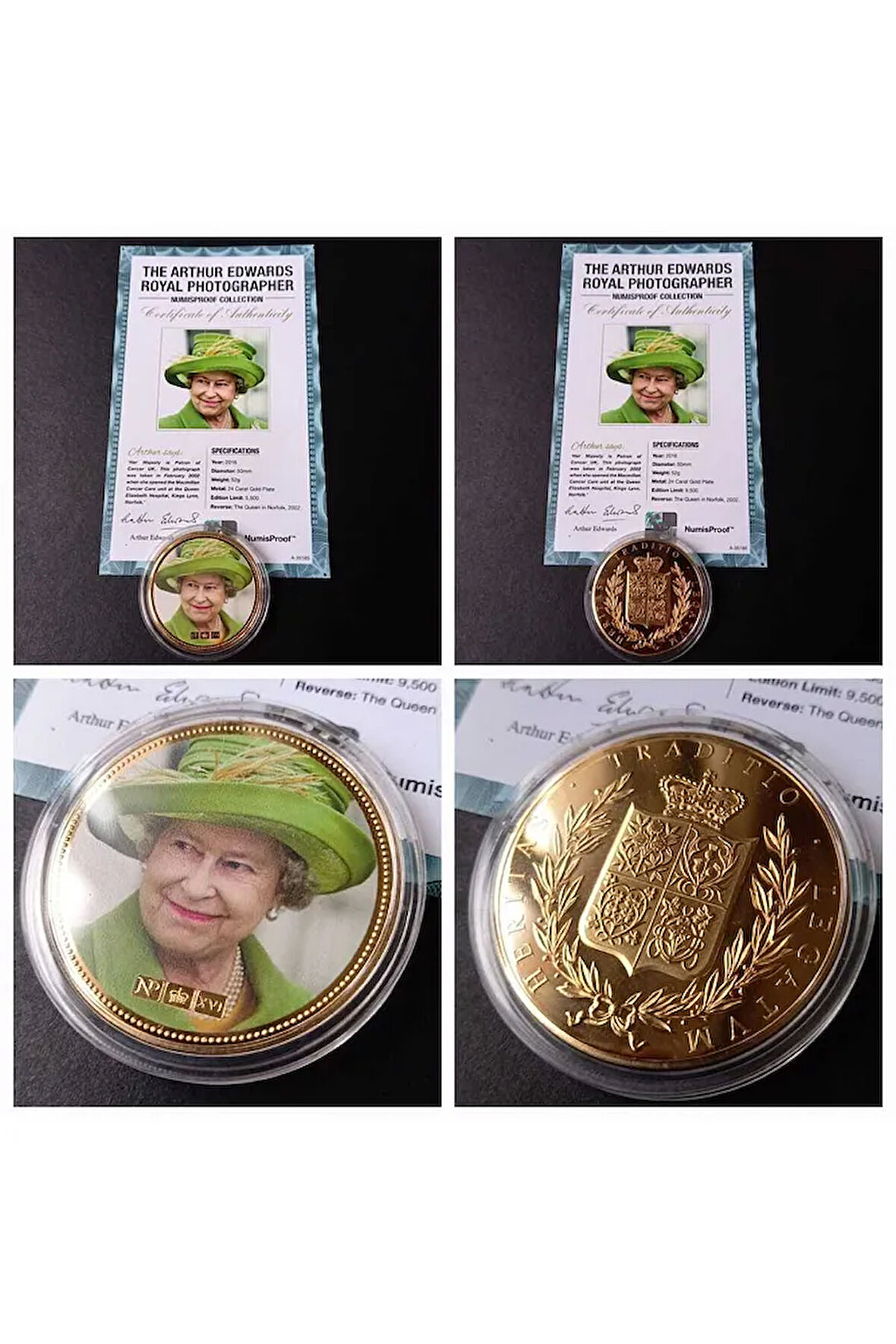 39963681b2ed44c72d Numis Proof 2016 Kraliçe Elizabeth 24Ayar AltınKaplama Sertifikalı 52gram A-35185