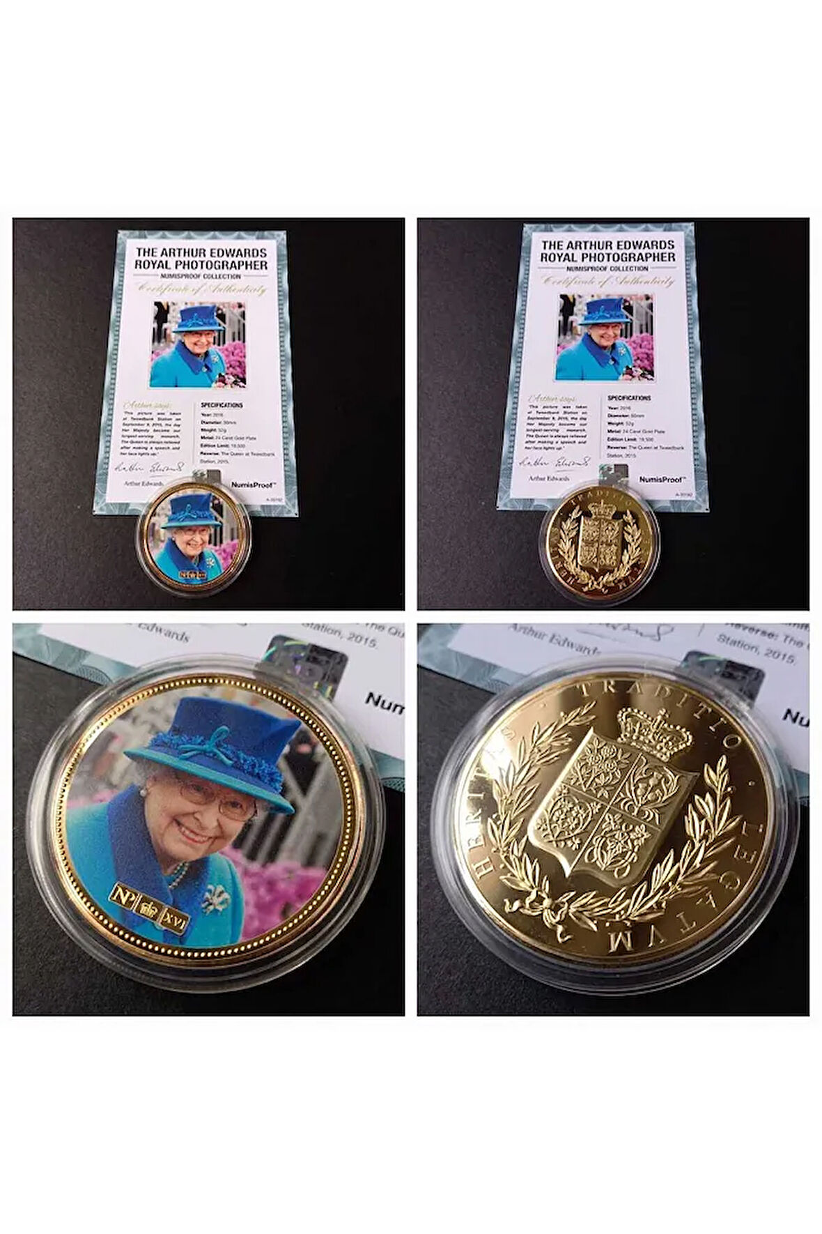 39963681b2f3eb7f6c Numis Proof 2016 Kraliçe Elizabeth 24Ayar AltınKaplama Sertifikalı 52gram A-35182