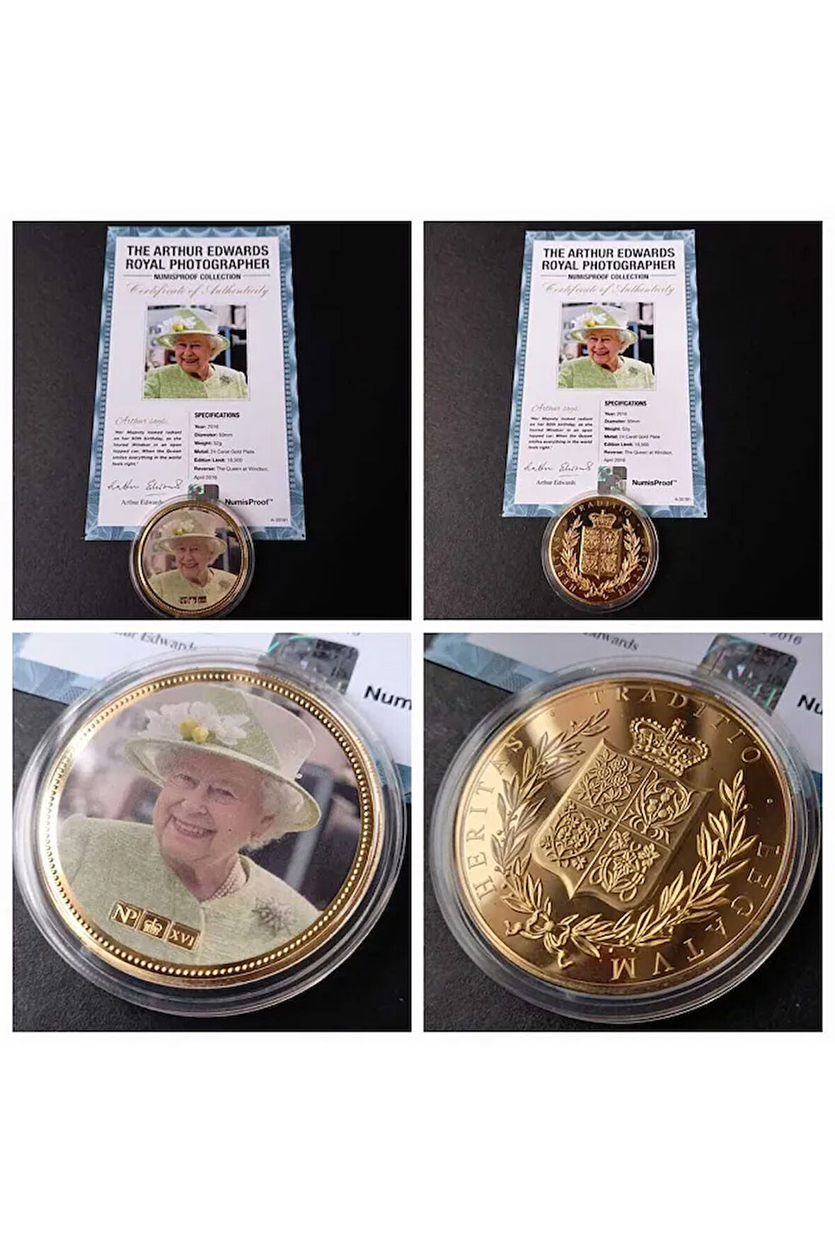 39963681b2f90d39bd Numis Proof 2016 Kraliçe Elizabeth 24Ayar AltınKaplama Sertifikalı 52gram A-35181