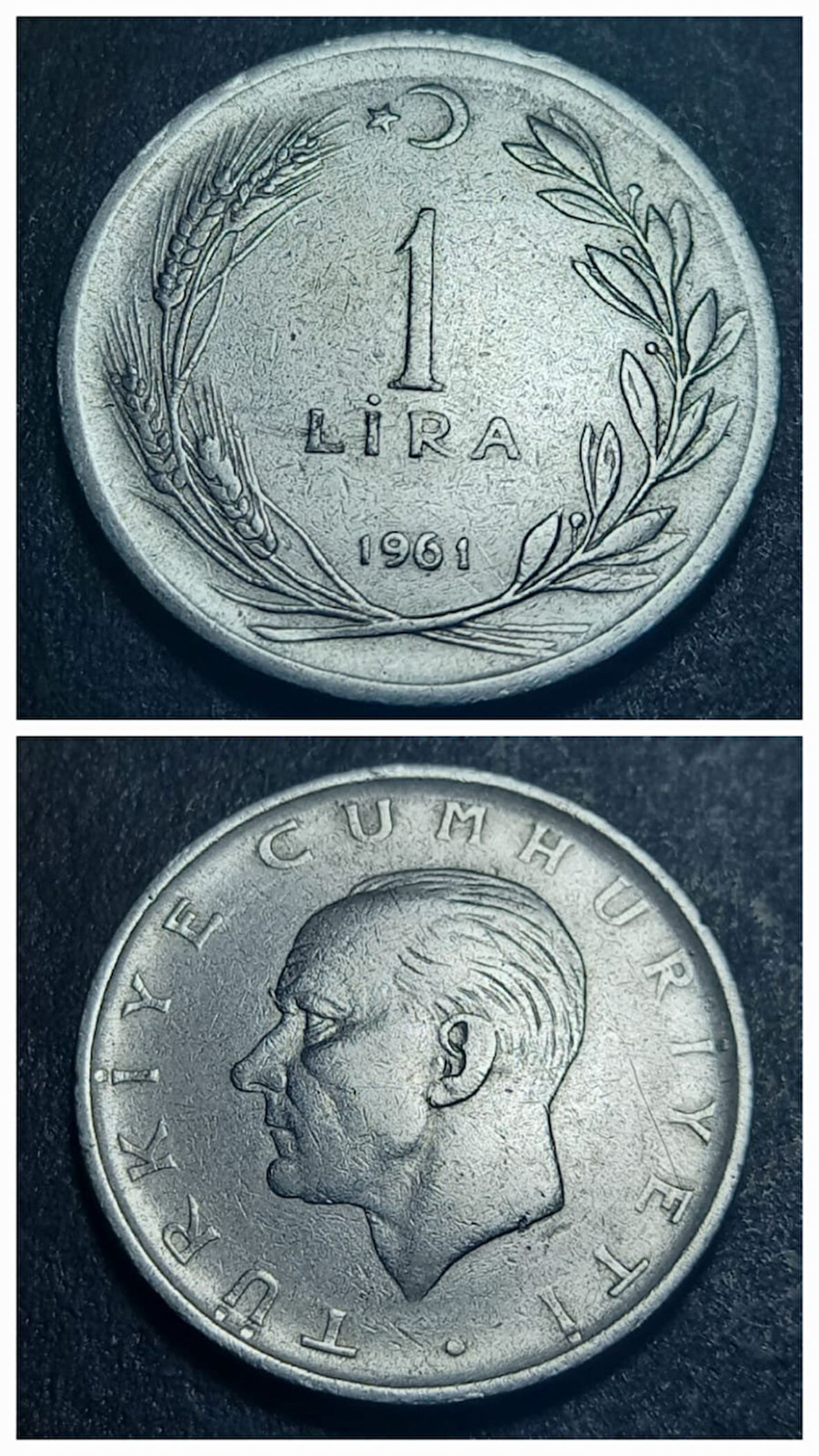 Escoines Koleksiyon 399636860a7b7313e5 1961 Akmonital 1 Lira Değerli Sene ÇT/ÇÇT Eski Madeni Para