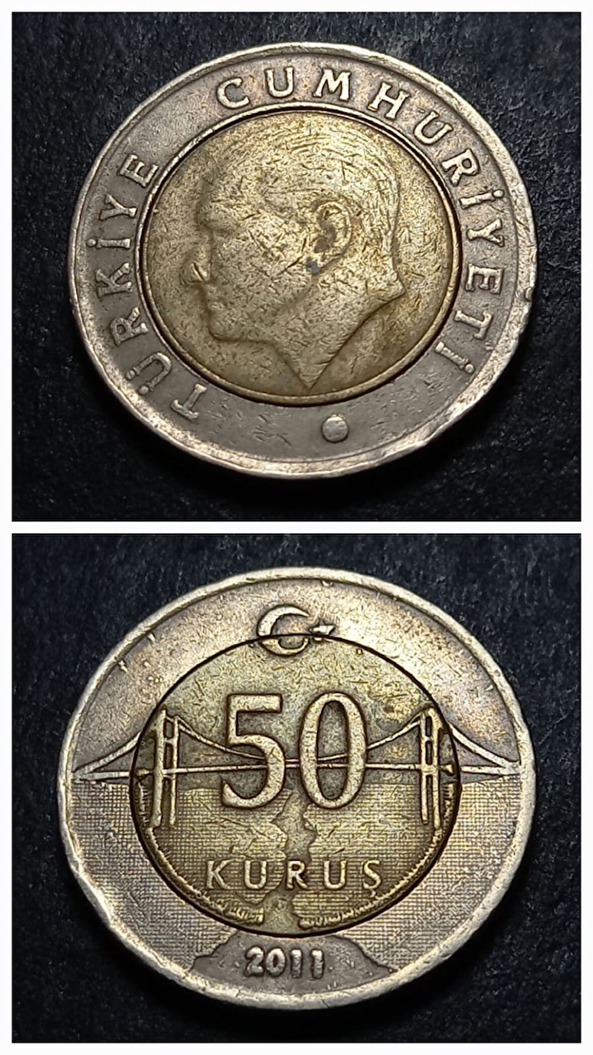 Escoines Koleksiyon 3996368800c7e45223 2011 çapaklı 50Kuruş ÇT+ eski madeni para