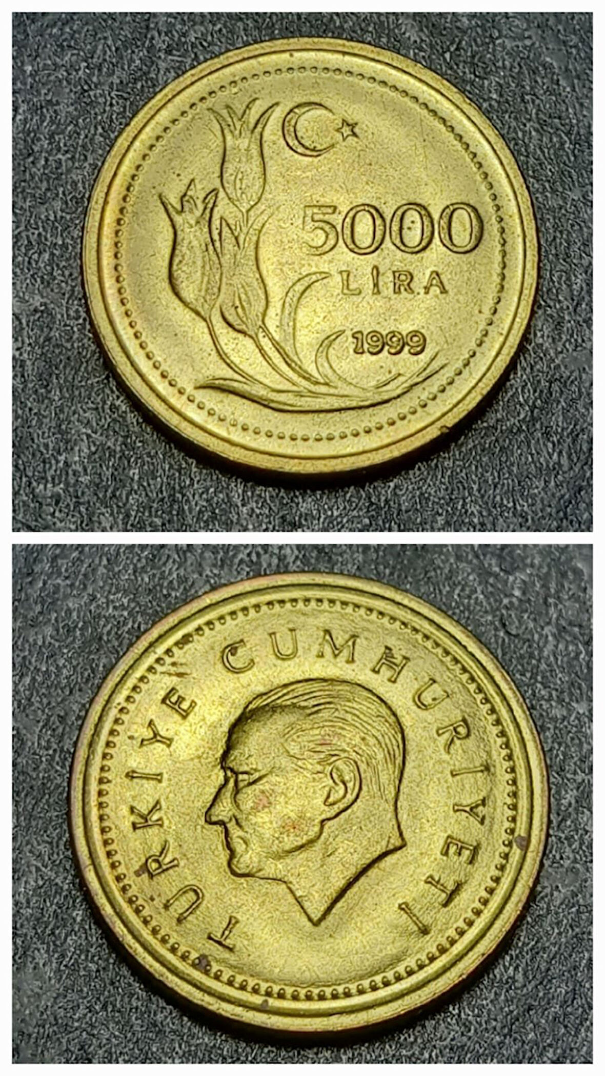 Escoines 39963688983332245f 1999 Pirinç 5000 Lira Çil/Proof Para