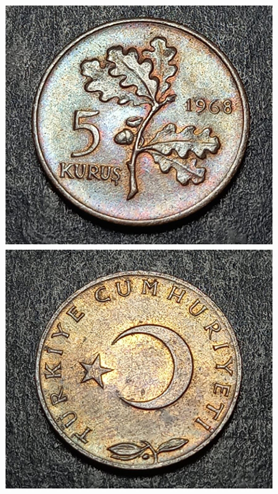 Escoines 399636889871eee4d5 1968 Bakır 5 Kuruş ÇİL Para