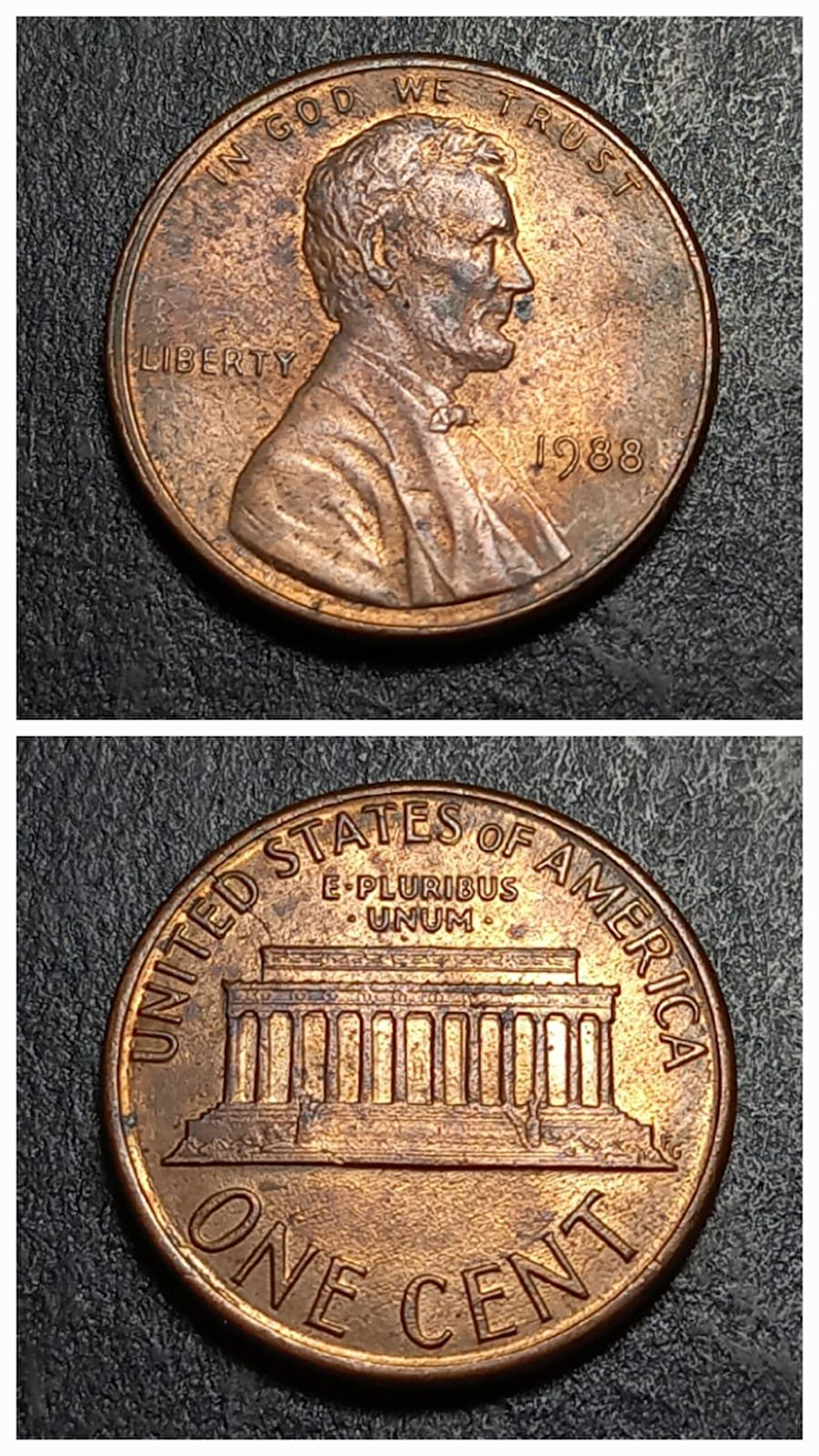 Escoines 39963688bc2bb3410f Abraham Lincoln 1988 1 Cent Para Bakır kaplama