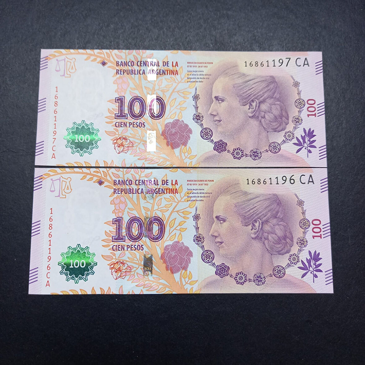 Escoines 39963688e137989400 Arjantin Seri Takipli Eva Peron 100 Pesos ÇİL para