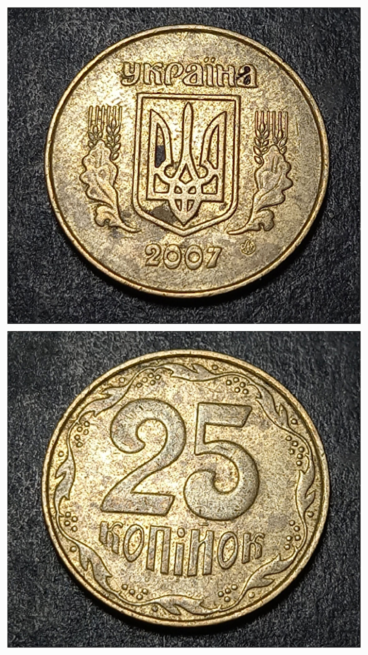 Escoines 39963689917357793e Ukrayna 25 Kopiyok 2007 çt+ para
