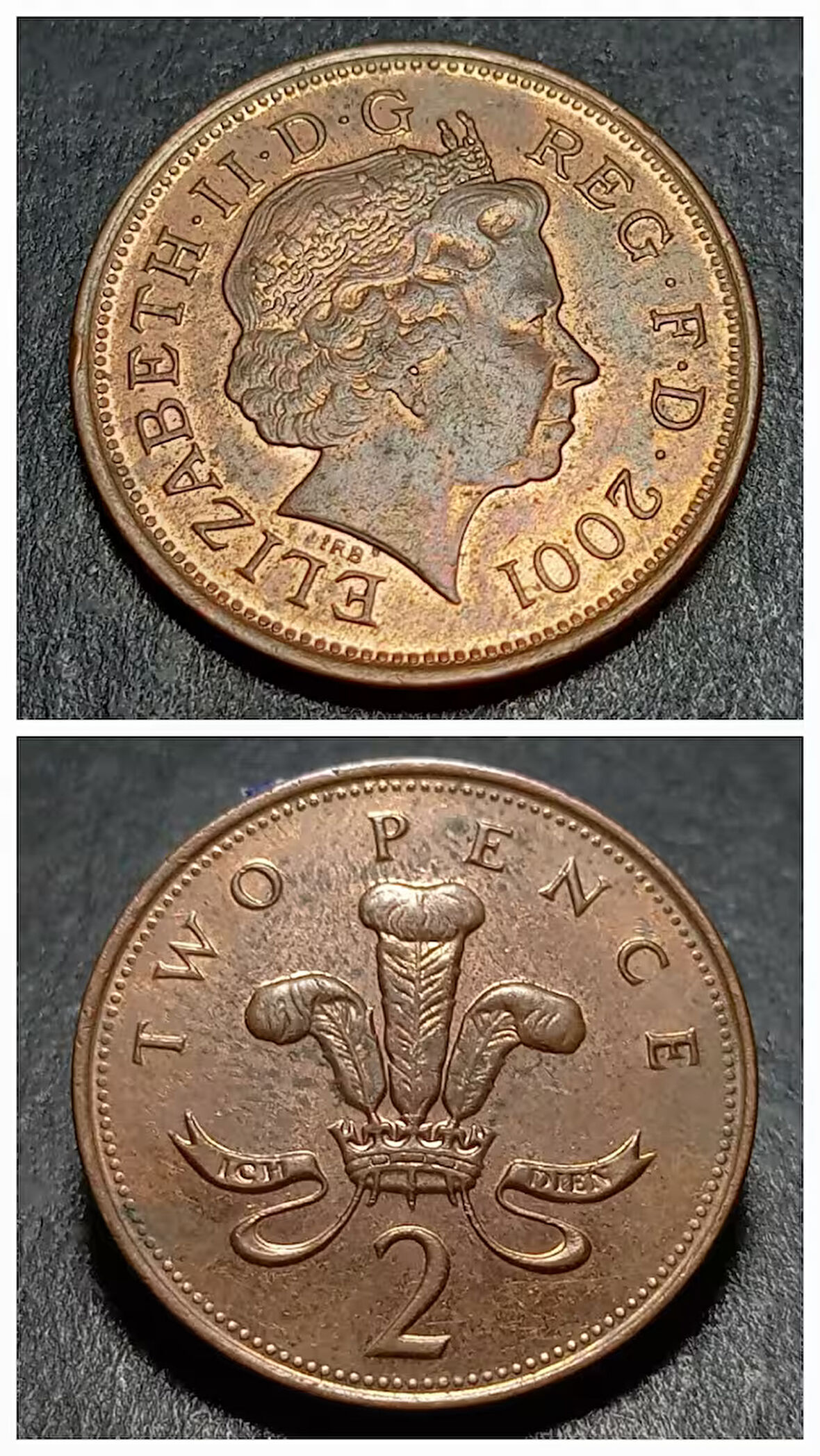 Escoines 3996368af4952dc3b3 2001 İngiliz sterlini two pence 2 peni Bakır kaplamalı çelik ççt+ para
