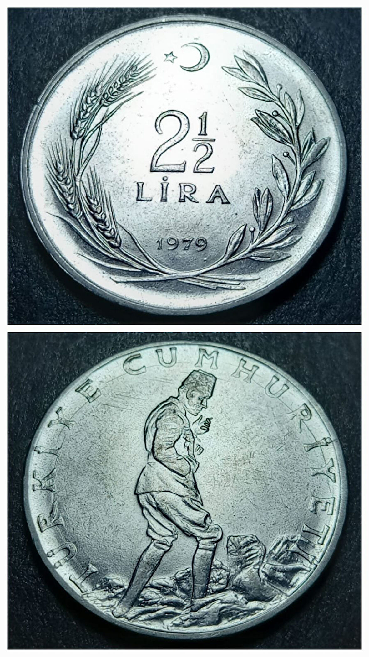 Escoines Koleksiyon 3996368f41bc4d1209 1979 Akmonital 2½ Lira Çatlak Kalıp Nadir Çıkar çil para