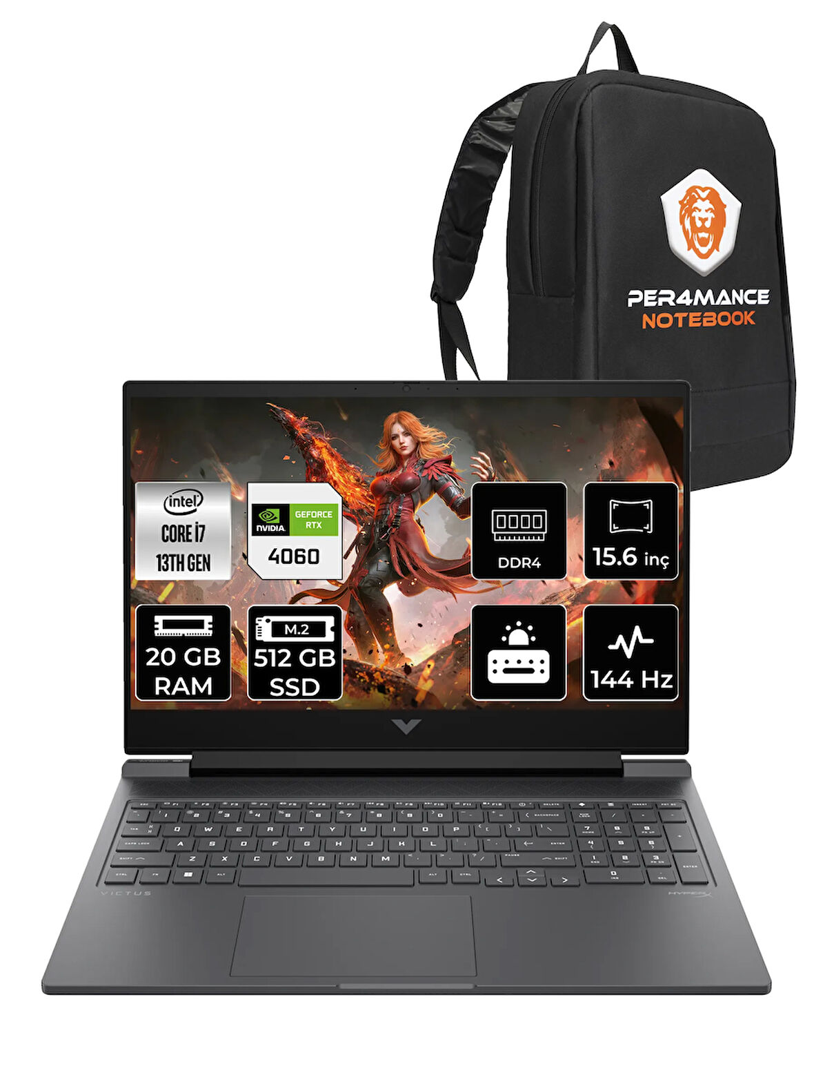 HP Victus 15 i7-13620H 20GB RAM 512GB SSD RTX4060/8GB 144Hz 15.6'' FHD FDOS Gaming Laptop & PER4