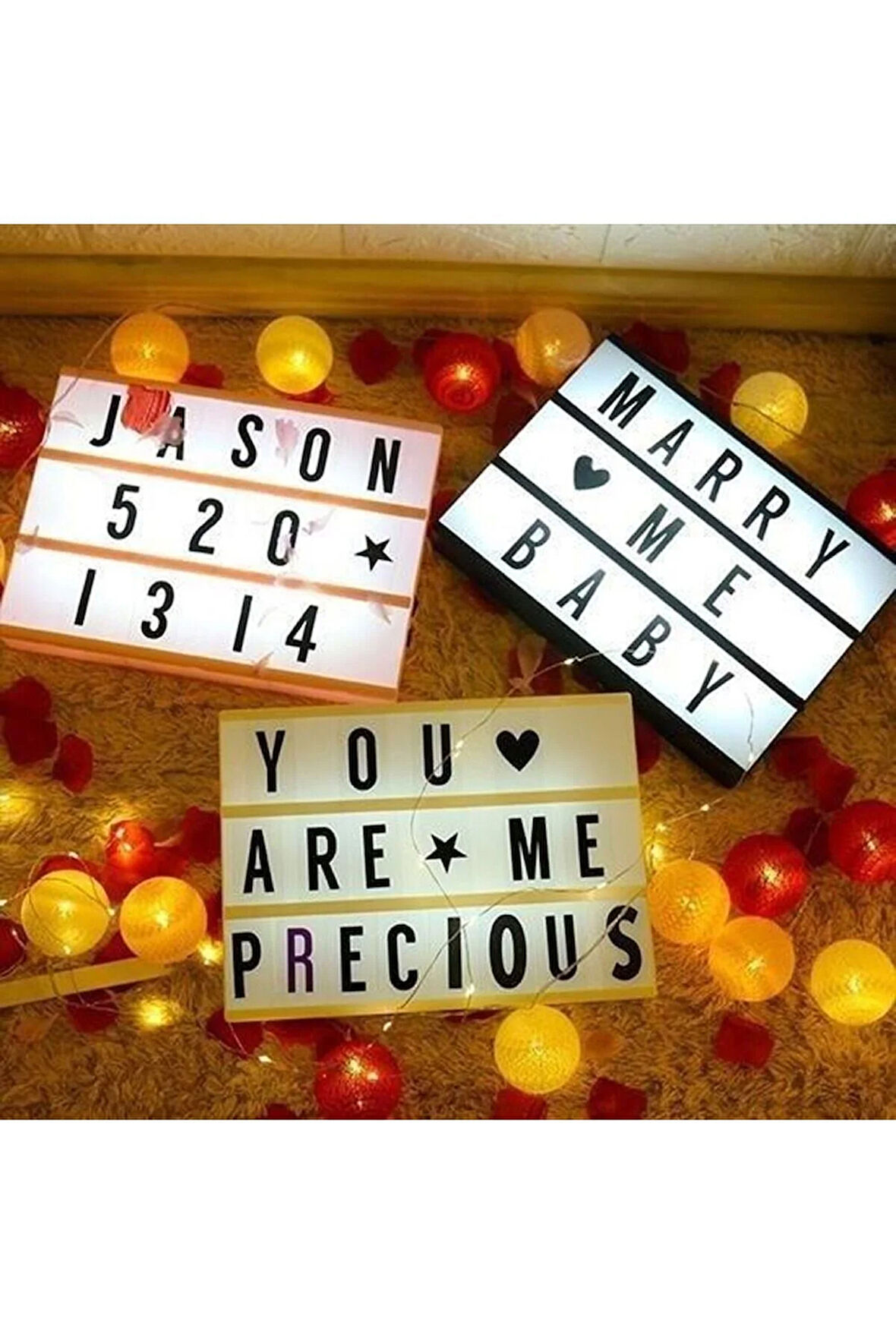 Cinematic Harflerle Işıklı Mesaj Veren Pilli Light Box Led Pano