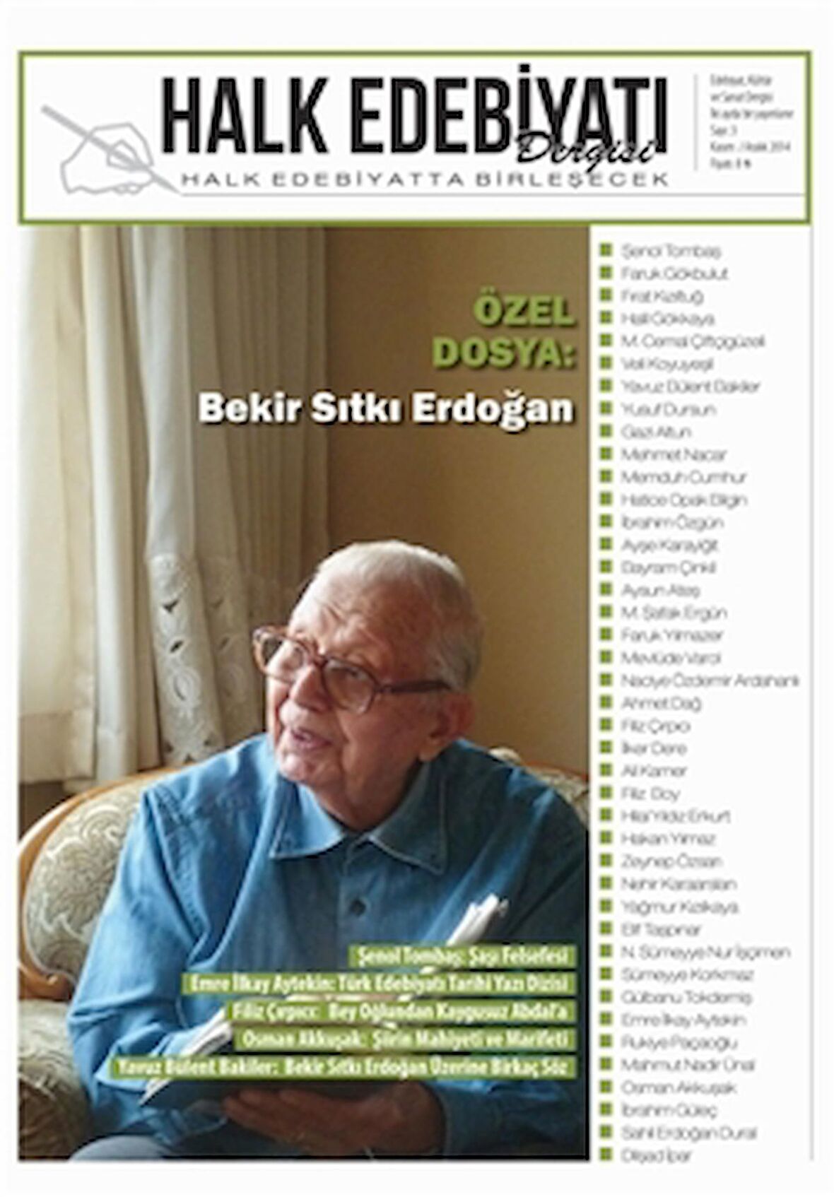 Halk Edebiyatı Dergisi Sayı: 3 Kasım-Aralık 2014