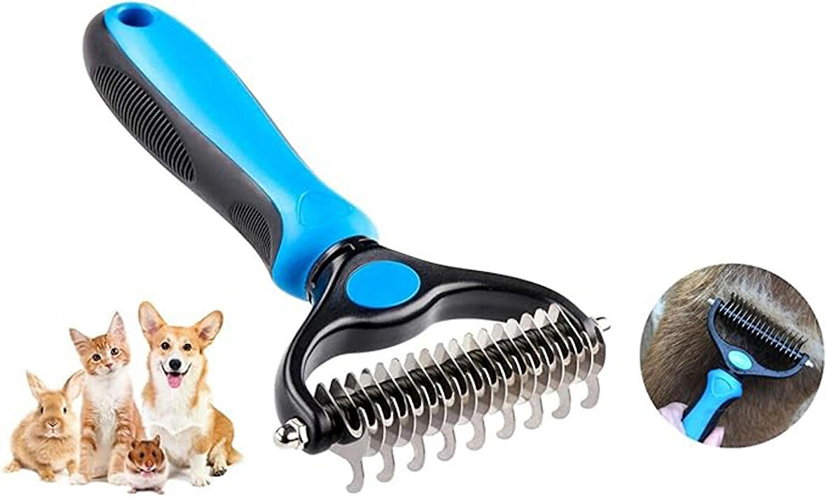 TechTic Evcil Hayvan Bakım Fırçası Kıtık Tüy Topak Açıcı Tarak Metal Dişli Kedi Köpek Tarağı