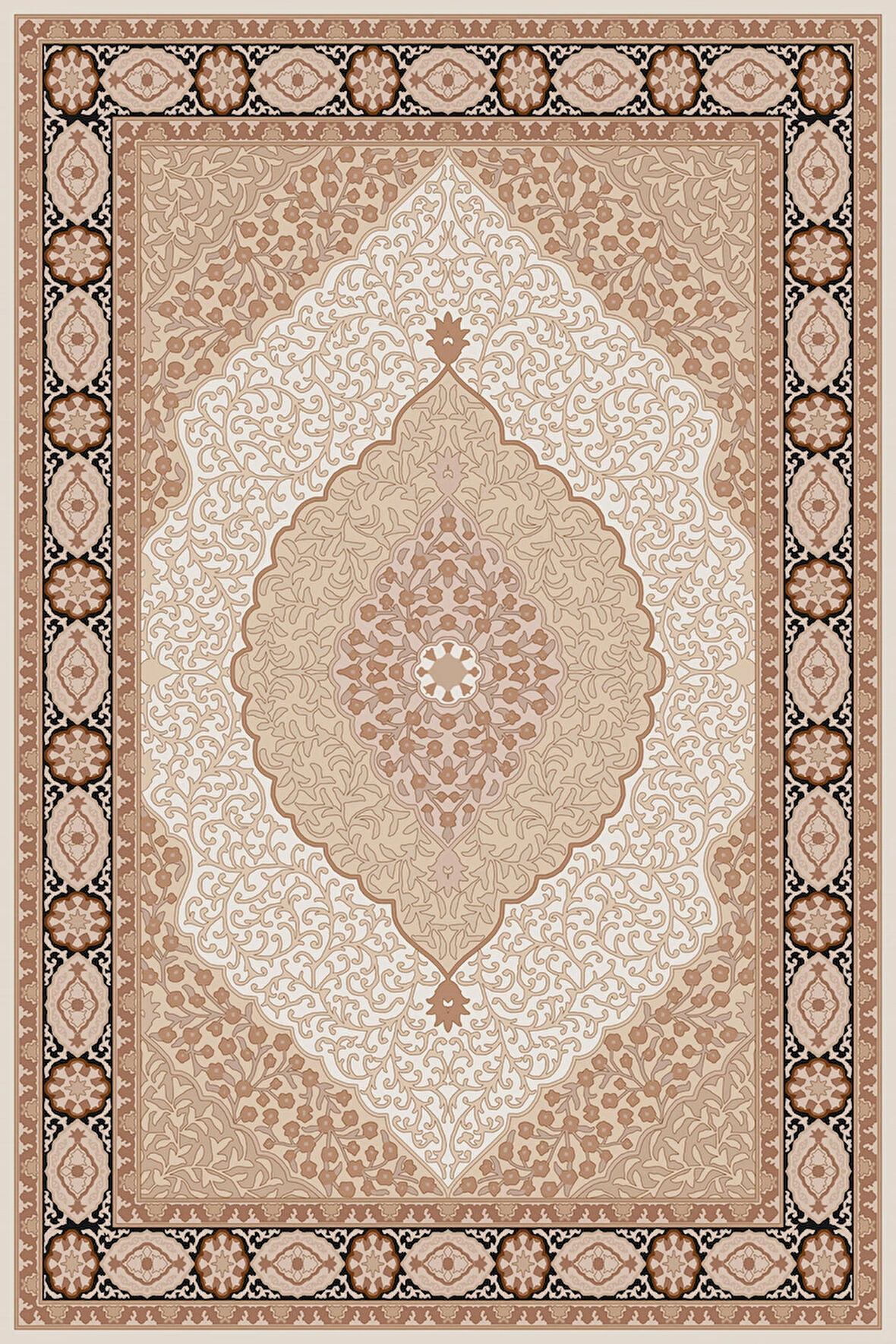 Pamuk Dokuma Taban Kaymaz Yıkanabilir Klasik Desenli  Salon Halısı Mutfak Halısı Koridor Halısı