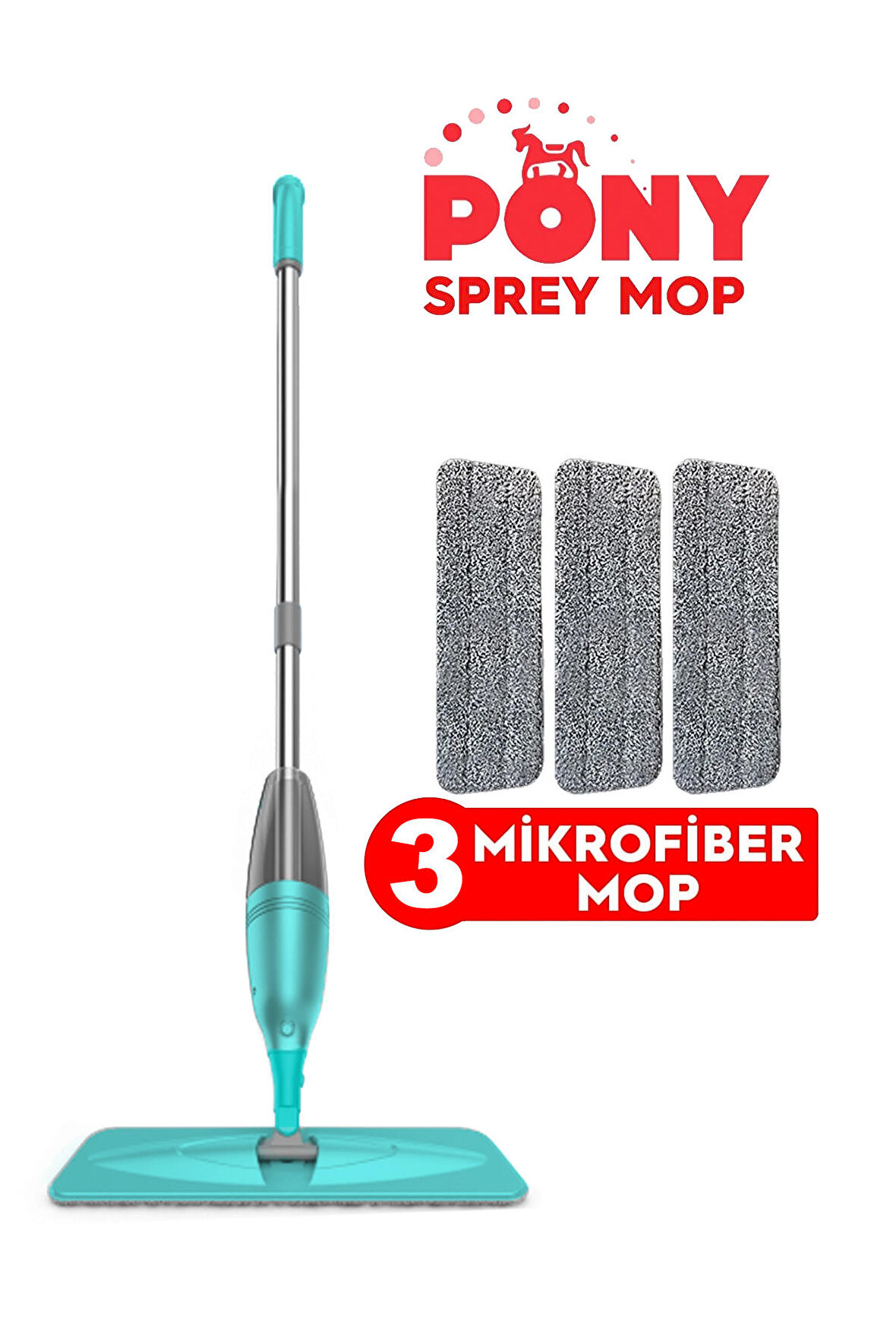 PONY SPREY MOP 3 MİKROFİBER MOP SET YEŞİL