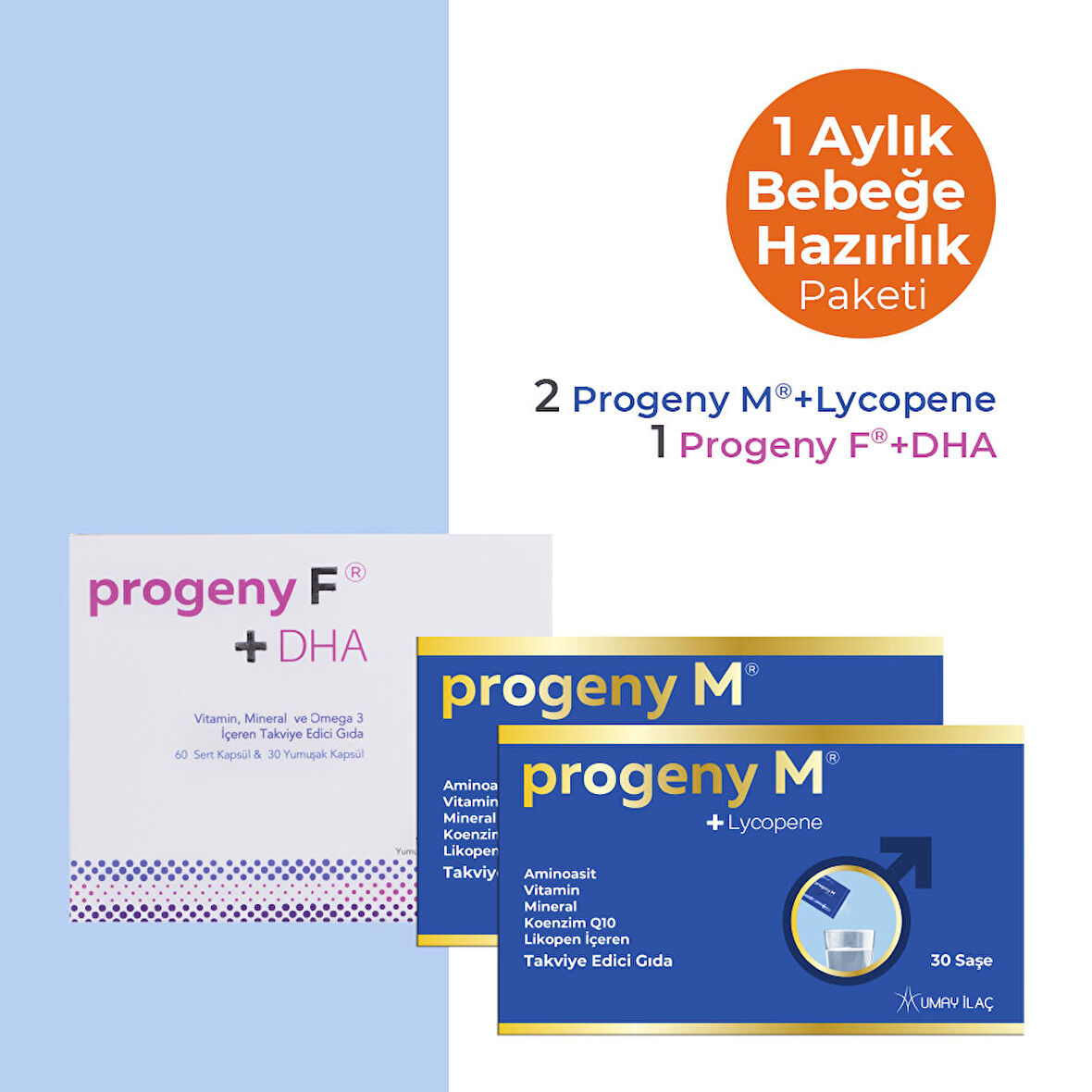 Progeny M®+Lycopene 2 Kutu & Progeny F®+DHA