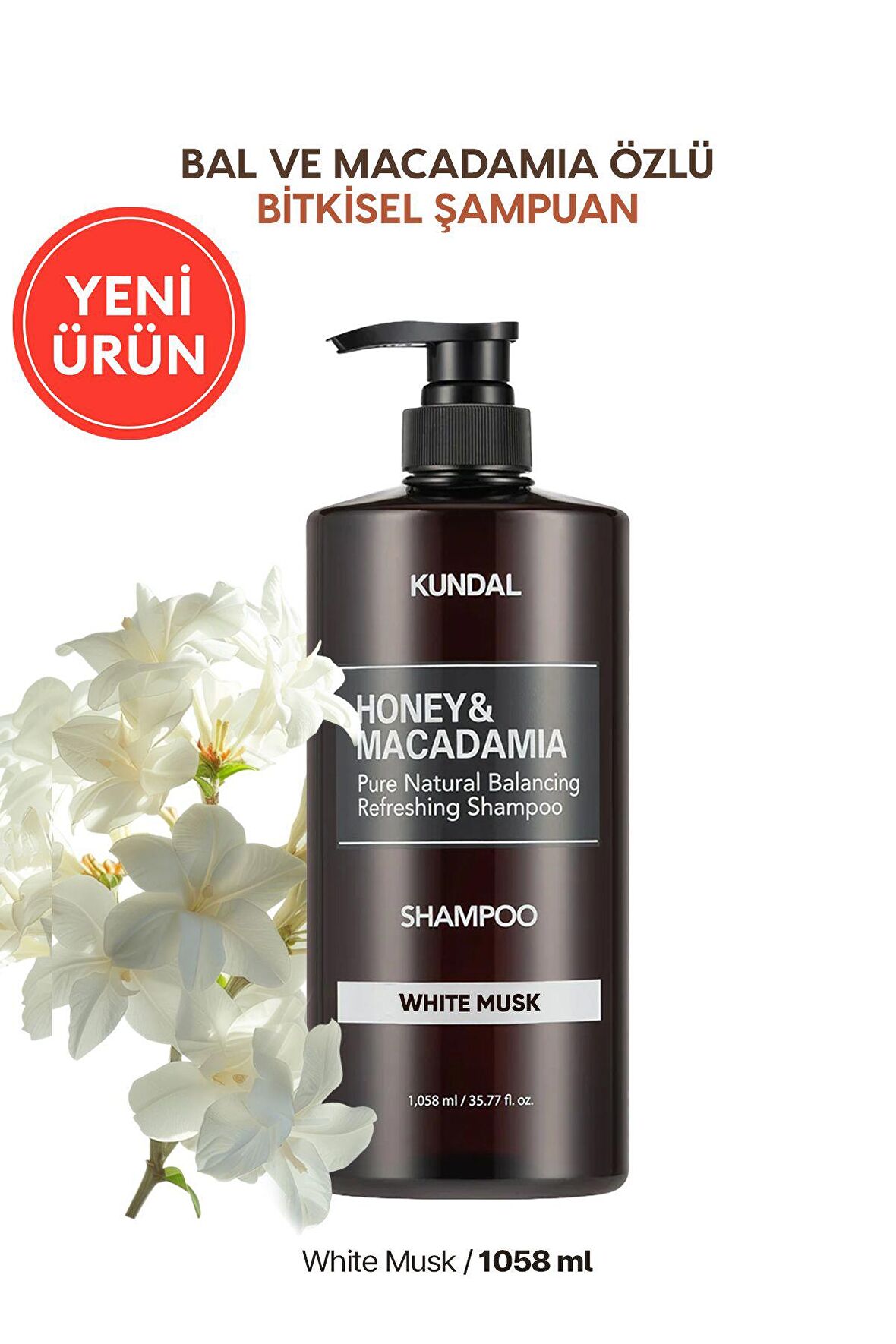 Kırılma Karşıtı Besleyici Bakım Şampuanı KUNDAL Honey & Macadamia Nature Shampoo 1058ml (White Musk)