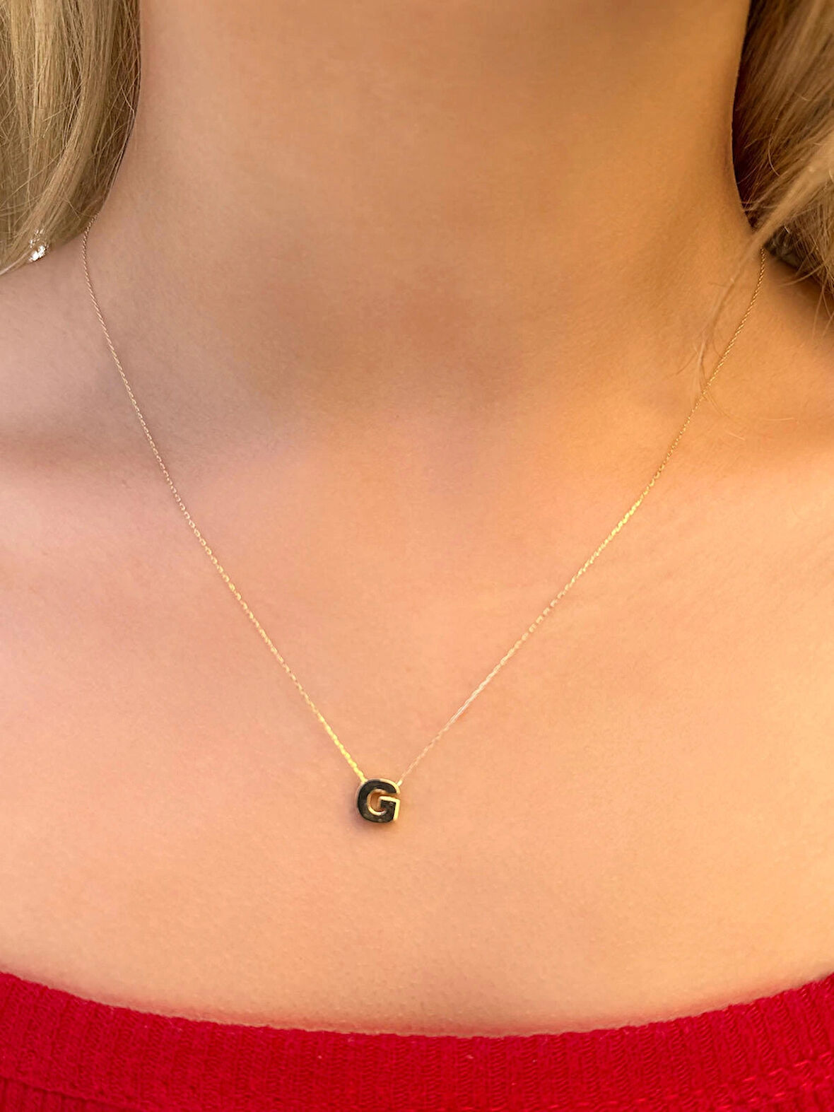 14 Ayar Altın 3 Boyutlu G Harfli Kolye