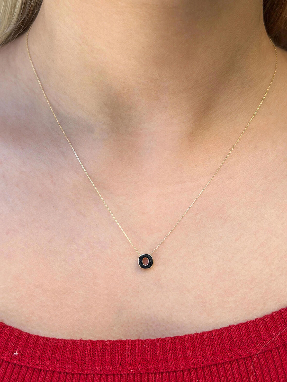 14 Ayar Altın 3 Boyutlu O Harfli Kolye