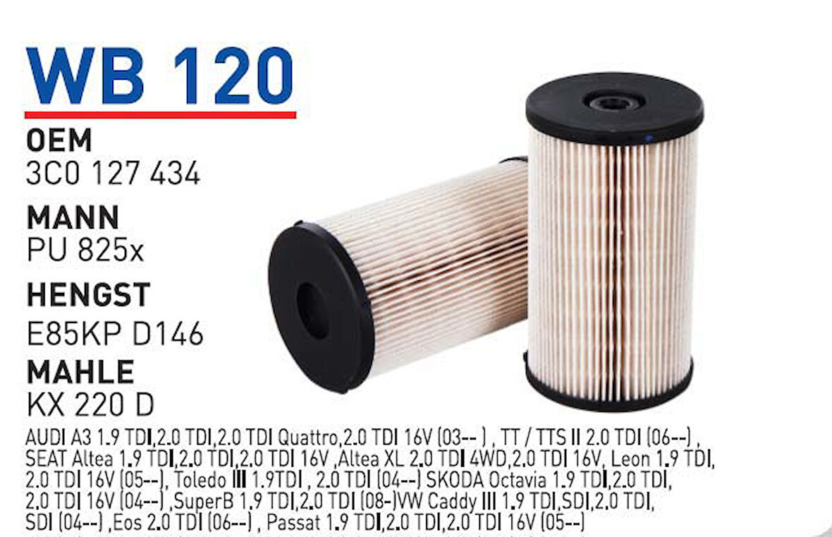 YAKIT FİLTRESİ VOLKSWAGEN CADDY Y.M - PASSAT Y.M 0 3C0127434WUN