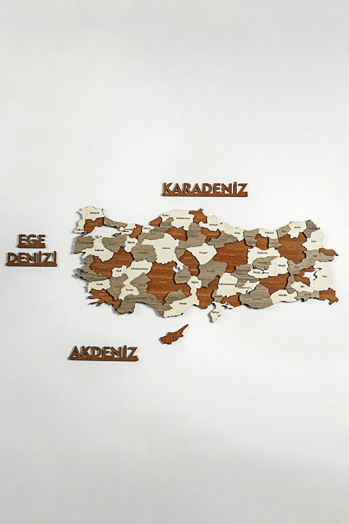 3 Boyutlu Ahşap Türkiye Haritası, Üç Boyutlu Ahşap Duvar Dekoru, Dekoratif Türkiye Duvar Haritası