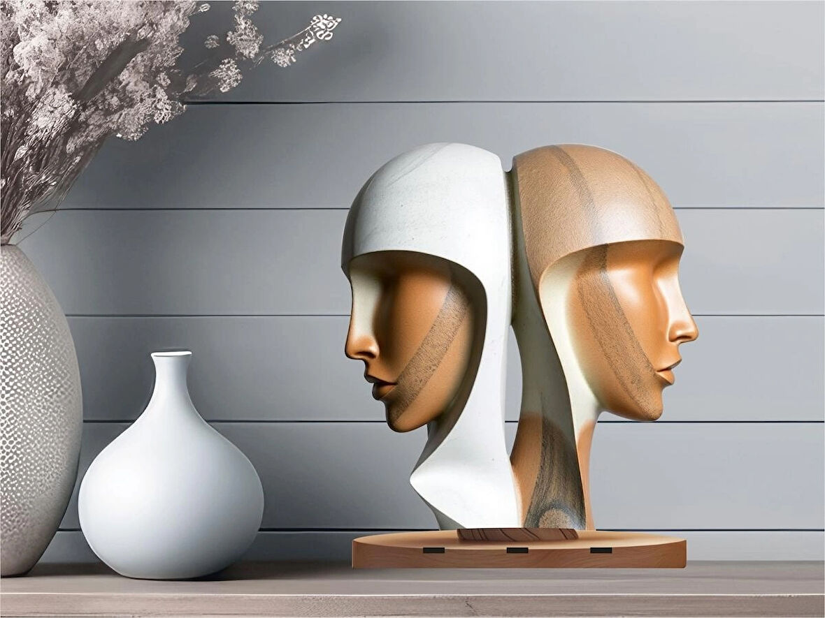 3D Ayaklı Ahşap Heykel Fotoğraf Baskı V1