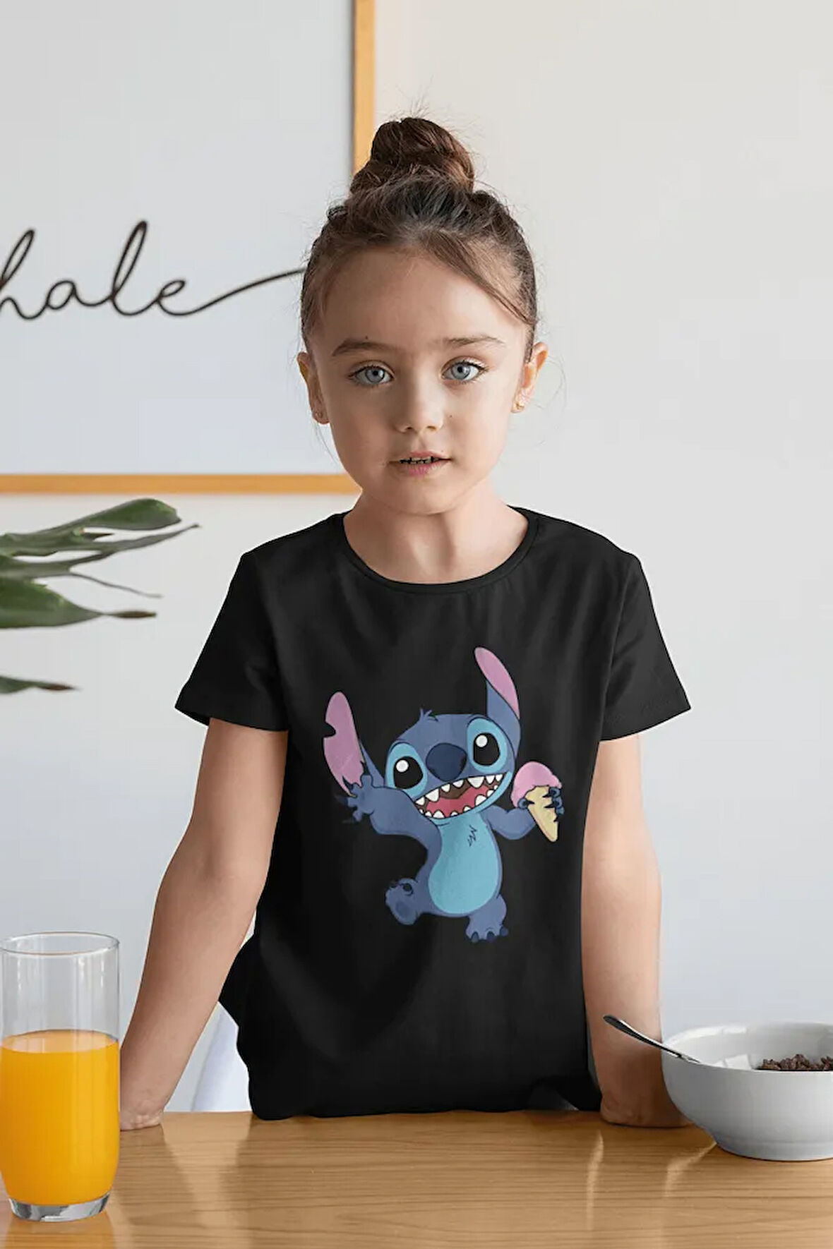 Stitch Ve Angel Baskılı Unisex Çizgi Film Çocuk Tişört (1-12 YAŞ)