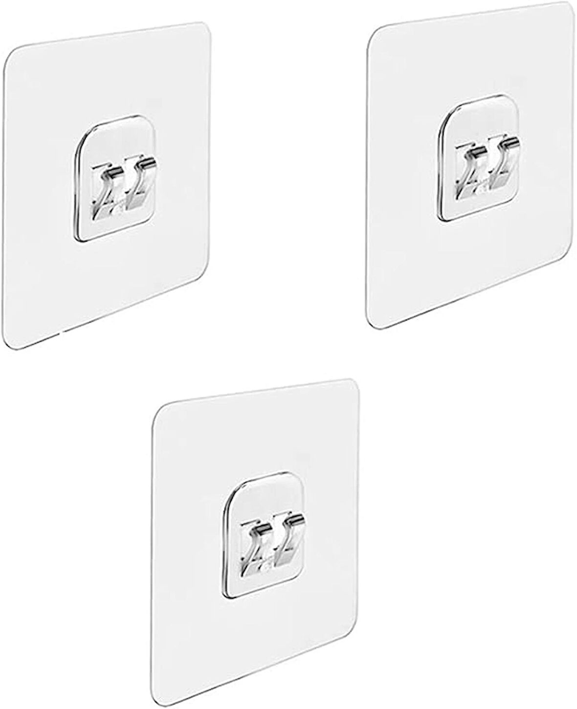 Microcase Güçlü Plastik Yapışkanlı Suya Dayanıklı  Banyo Mutfak Eşya Taşıma Raf Askısı 3 Adet - Şeffaf AL4269