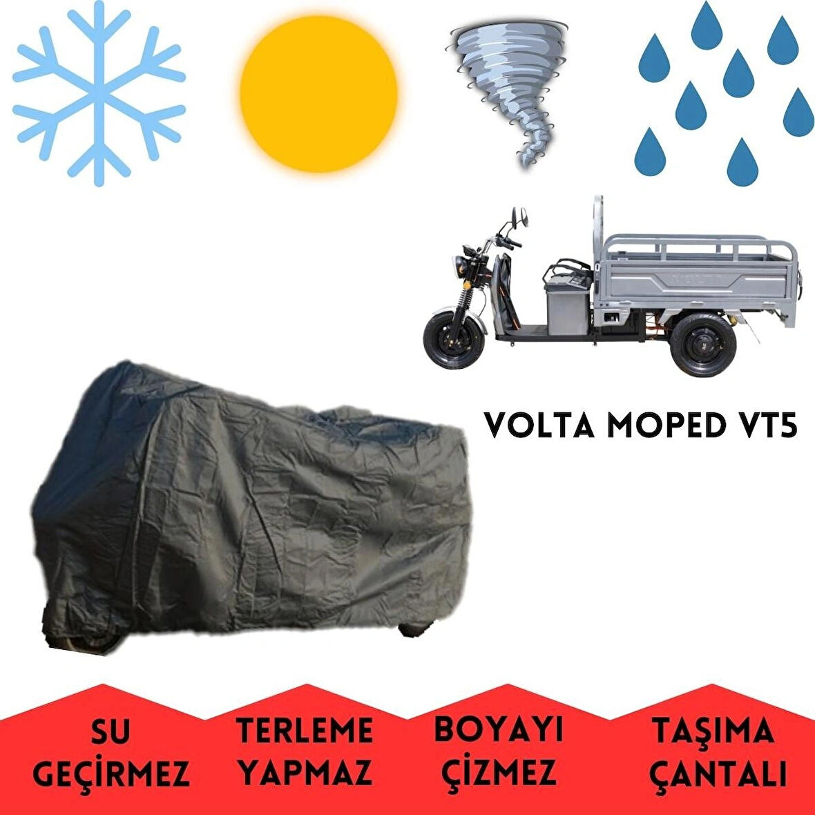 Volta Moped VT5 Kasalı Motor Brandası Su Geçirmez