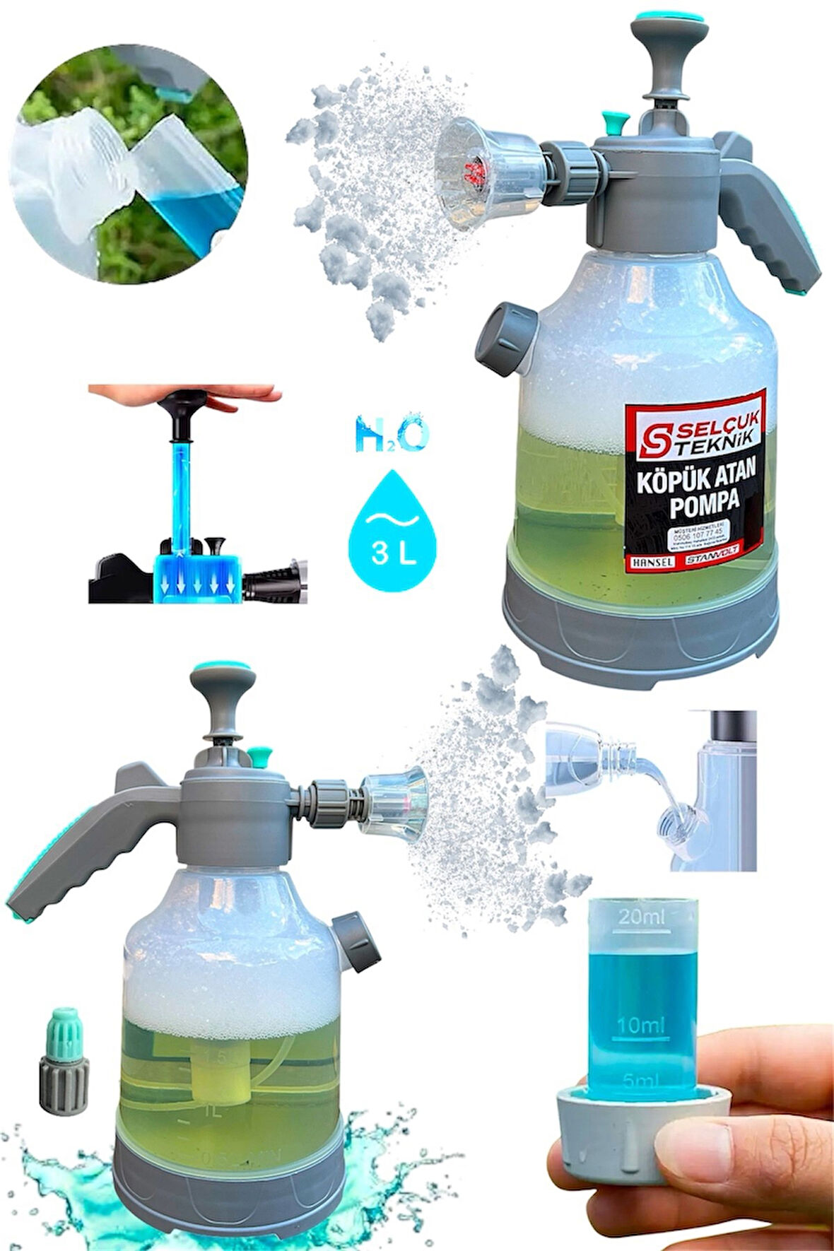 Yeni Basınçlı Çok Fonksiyonlu Manuel El Pompası, Köpük Atan, Sıvı Püskürtme 3 Lt KÖPÜK ATAN POMPA