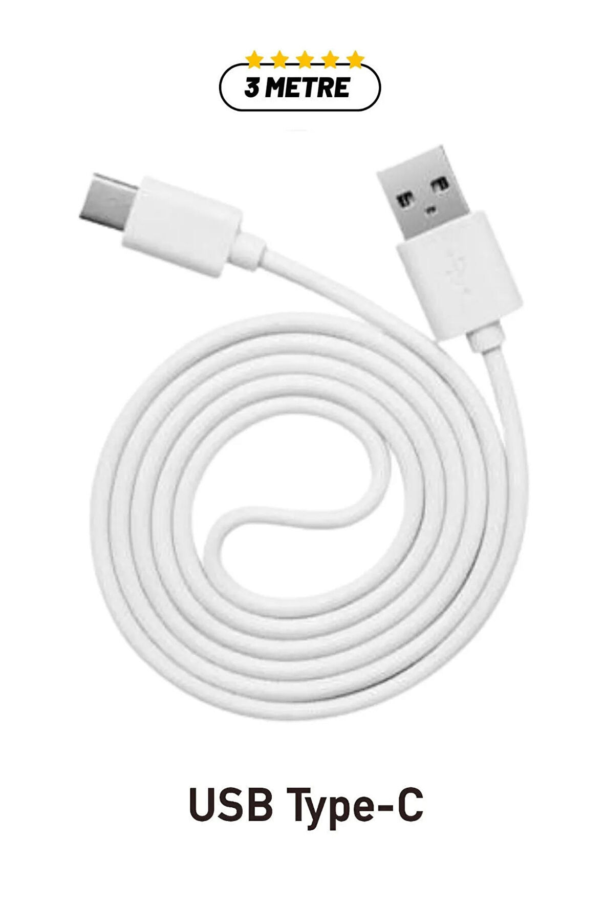 QASUL Samsung Xiaomi Huawei Oppo Uyumlu3 Metre TYP-C - USB Şarj Kablosu Uzun Şarj KABLOSU