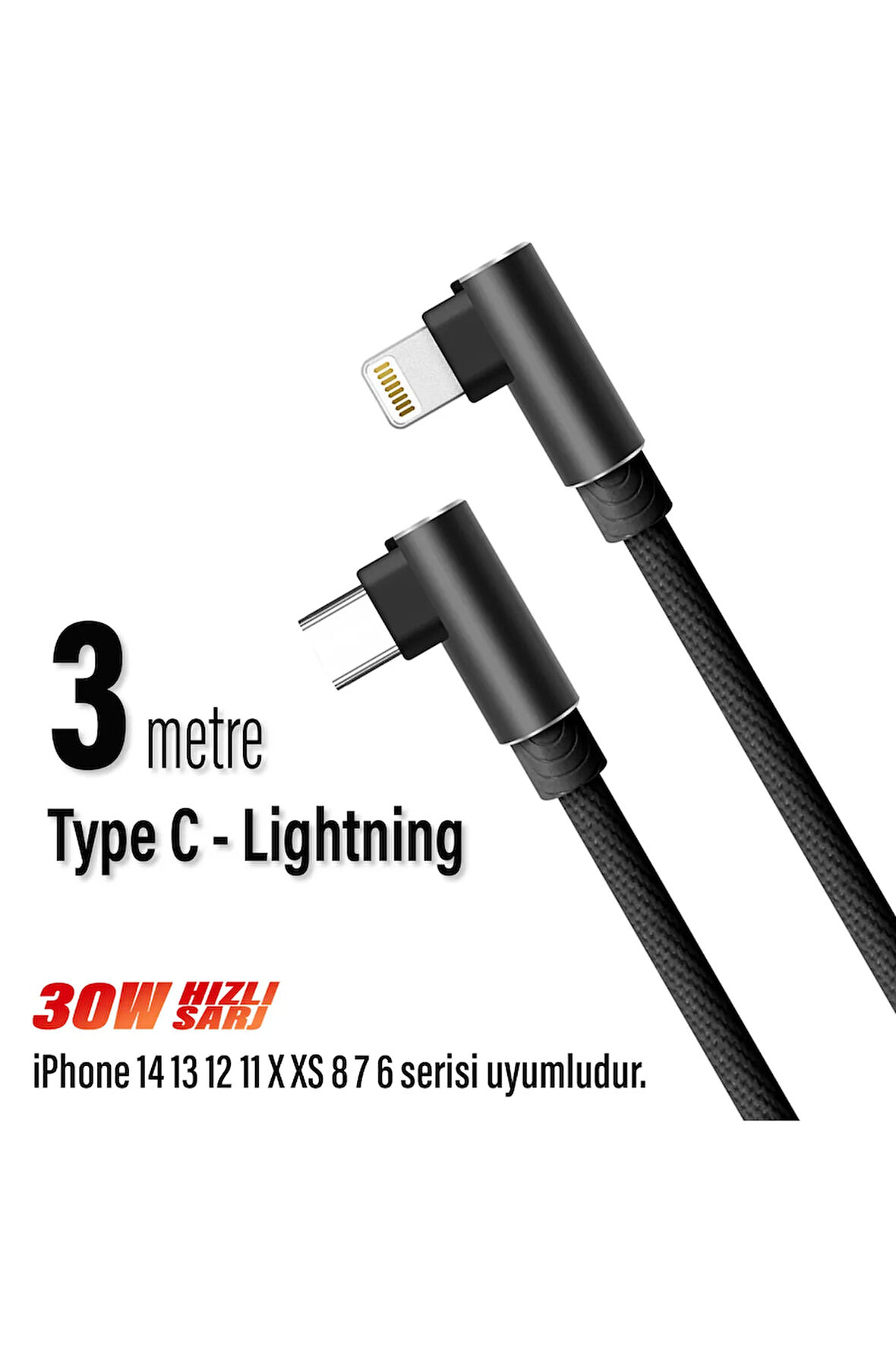 3 Metre iPhone TYPE-C Şarj Kablosu HIZLI Yeni Nesil Şarj Kablosu Type c to Lightning