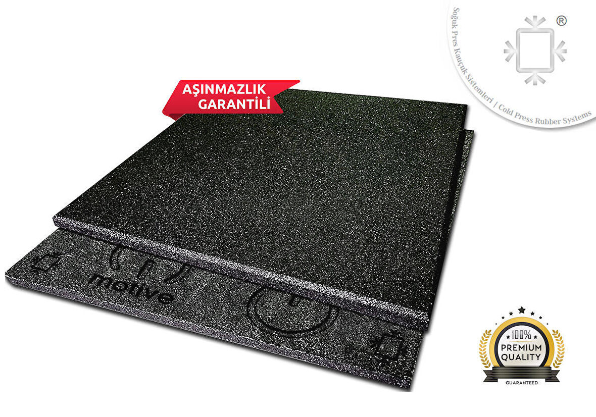 Motive Rubber Soğuk Pres Majör Anthracite Grey 100x100 cm 2 cm Profesyonel Aşınmazlık Garantili Soğuk Pres Kauçuk Zemin 1 Adet