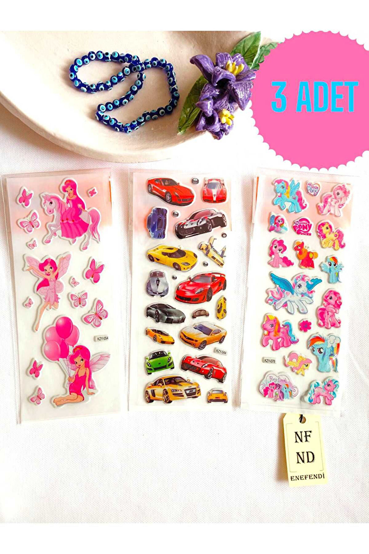 3 ADET STİCKER PARLAK YAPIŞKANLI KIZ ERKEK ÇOCUK TELEFON DEFTER DOLAP AYNA HEDİYE STİCKER