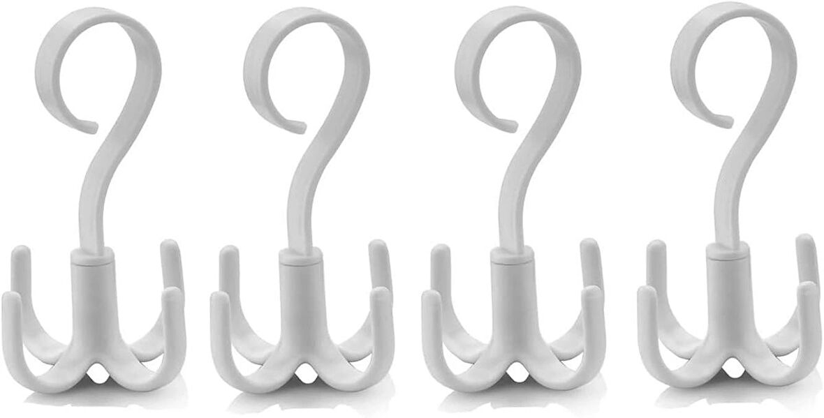 Microcase Çok Amaçlı 4 Askılı 360° Döner Başlıklı Eşya Çanta Kıyafet Tutucu Askılık -AL4761 Beyaz 4 Adet