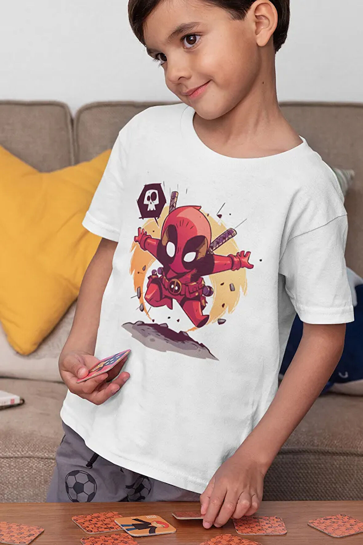 Deadpool Baskılı Unisex Film Kahramanı Çocuk Tişört (1-12 YAŞ)