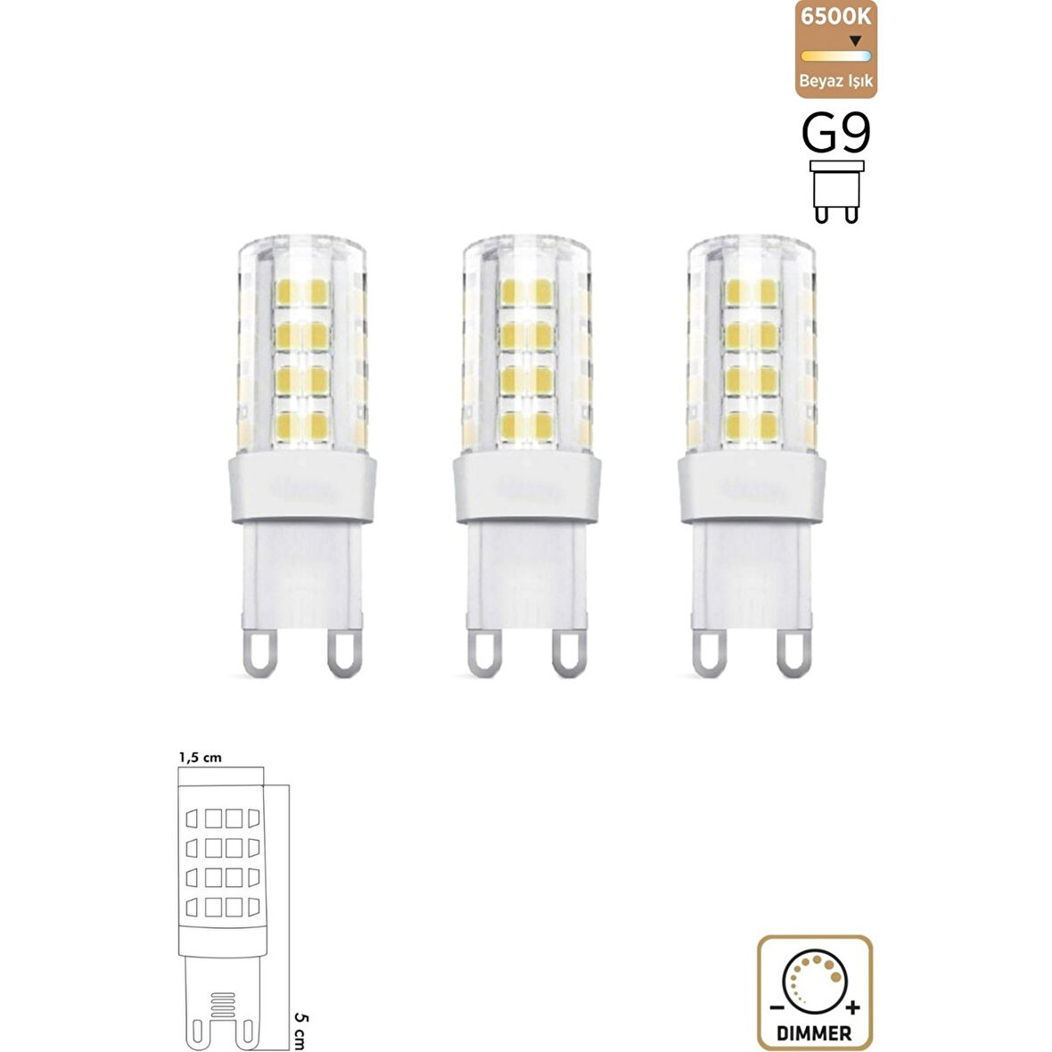 Mısır Şeffaf 5W 6500K G9 LED Ampul 3'lü ERD-305