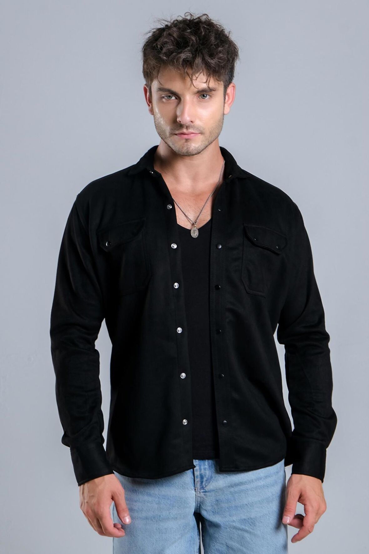 Çift Cep Kapaklı Mevsimlik Süet Gömlek XC U16463